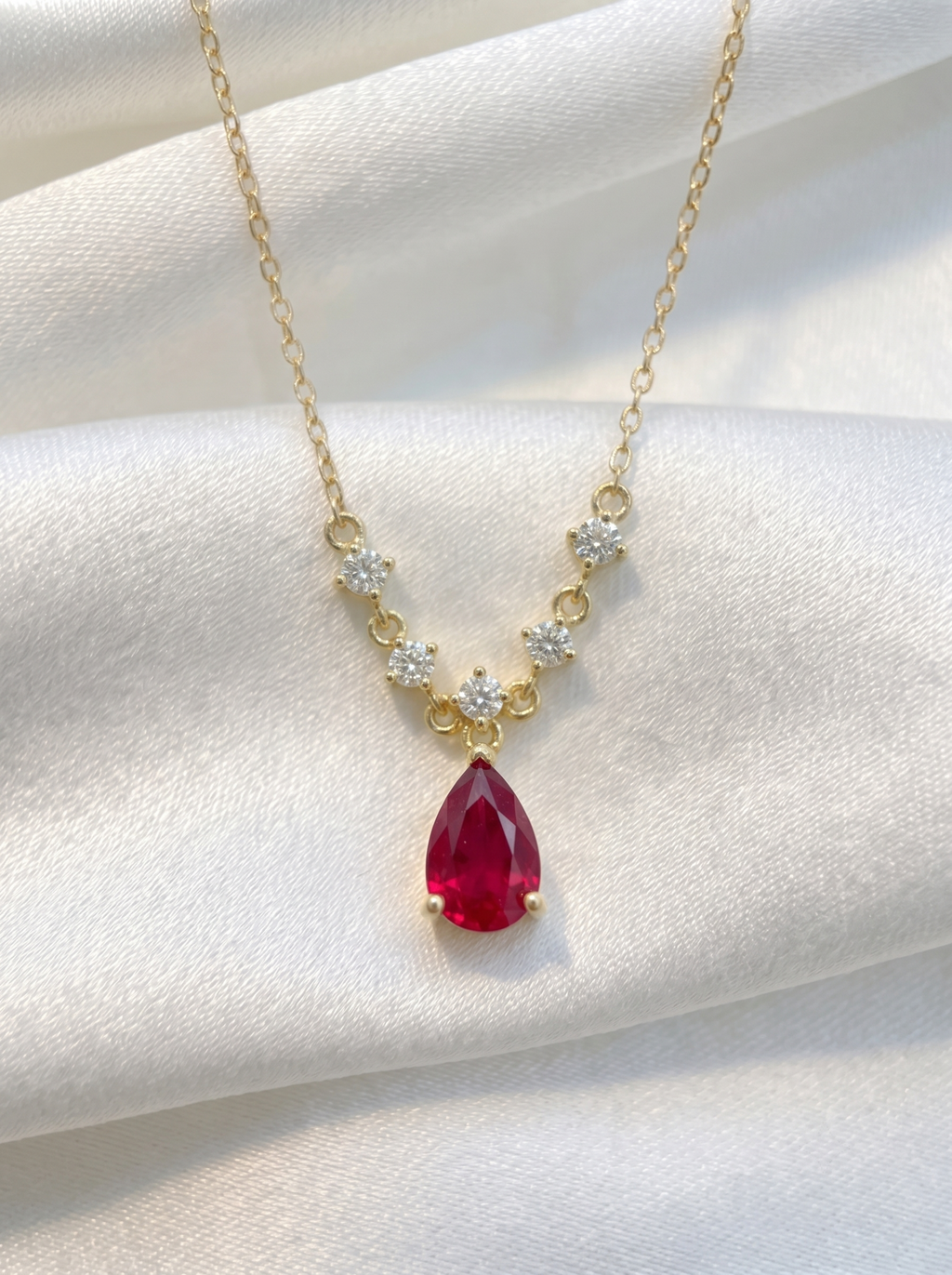 18k Gold Ruby Rhythm Drop Necklace