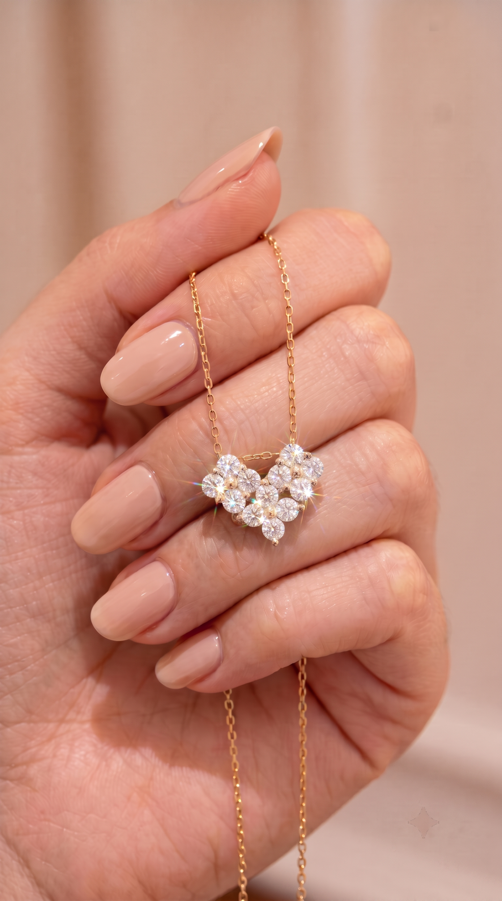 Gold Vermeil Bloom to Heart Lab Grown Diamond Necklace