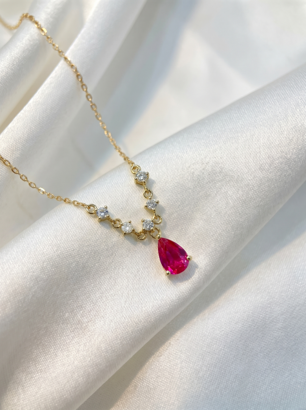 18k Gold Ruby Rhythm Drop Necklace