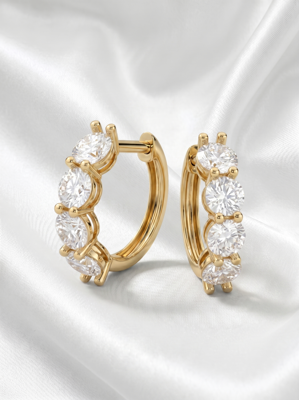18k Gold Four Lab Grown Diamond Earrings