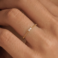 18K Gold Lab-Grown Diamond Twin Chain Ring
