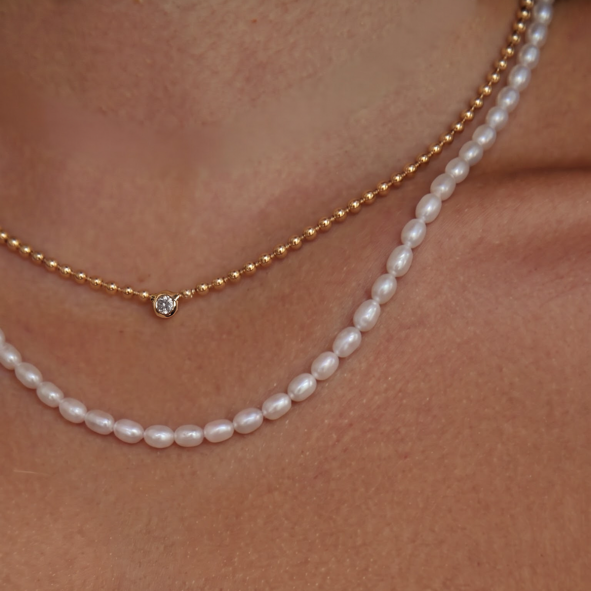 18K Gold Vermeil Bubble Diamond Necklace