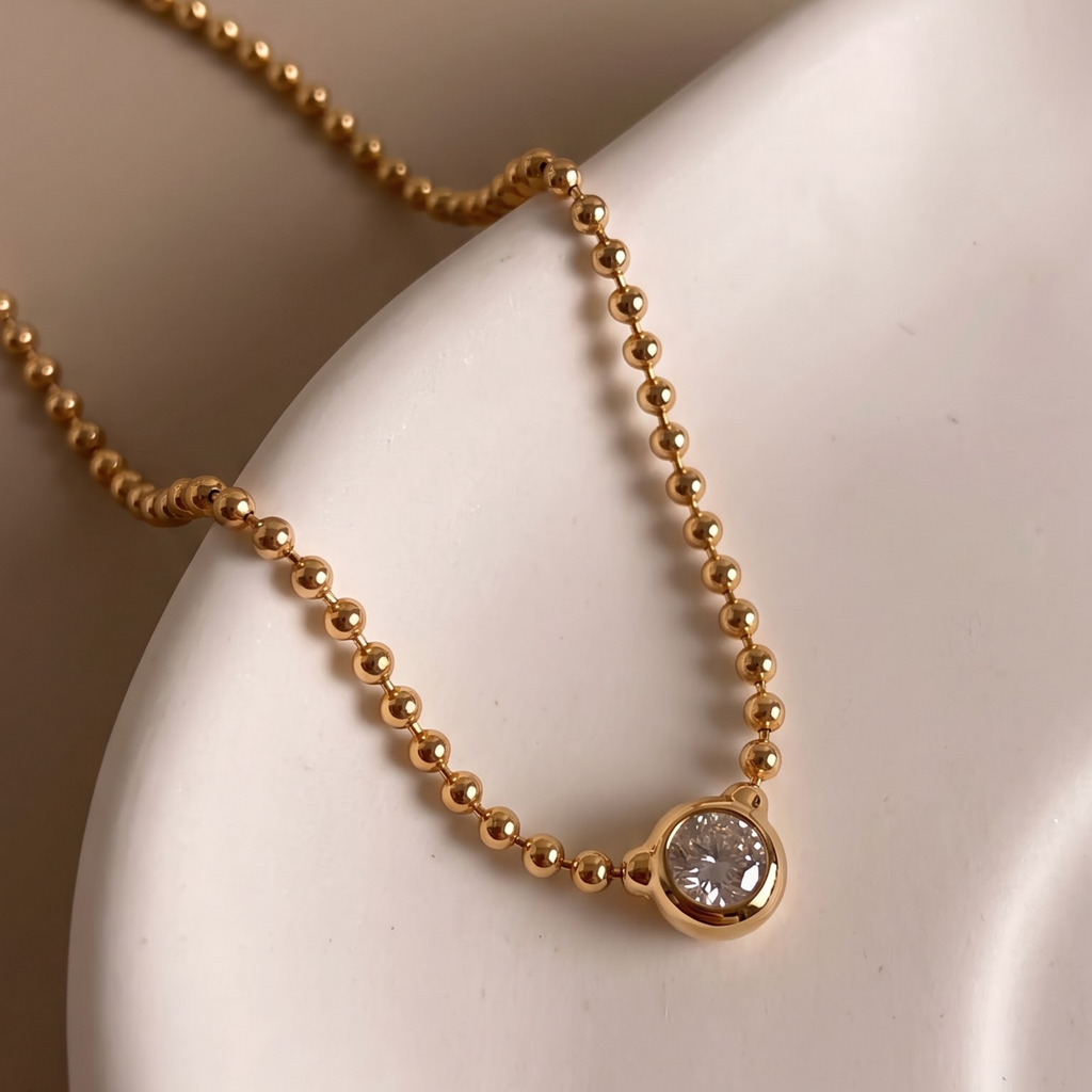 18K Gold Vermeil Bubble Diamond Necklace