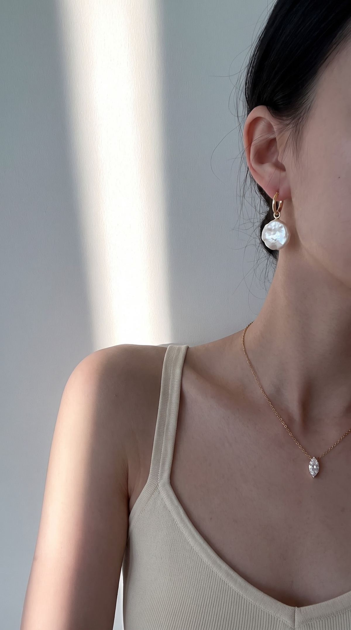 18K Gold Vermeil Elise Petal Pearl Earring