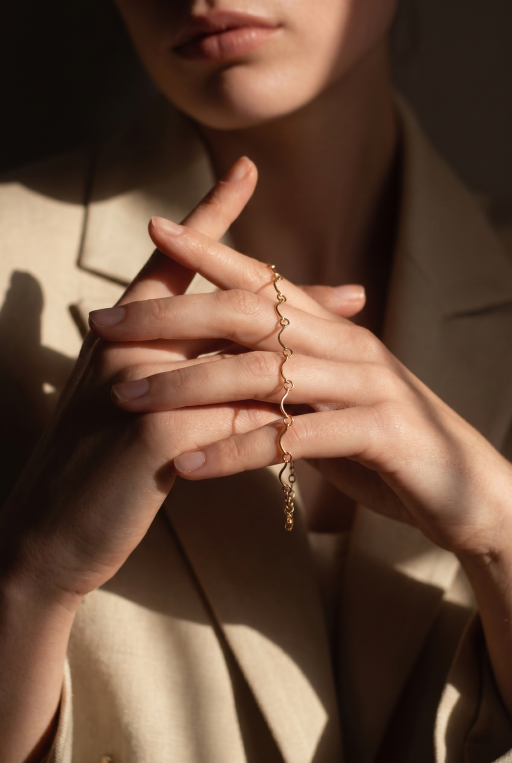 Gold Wave Link Bracelet