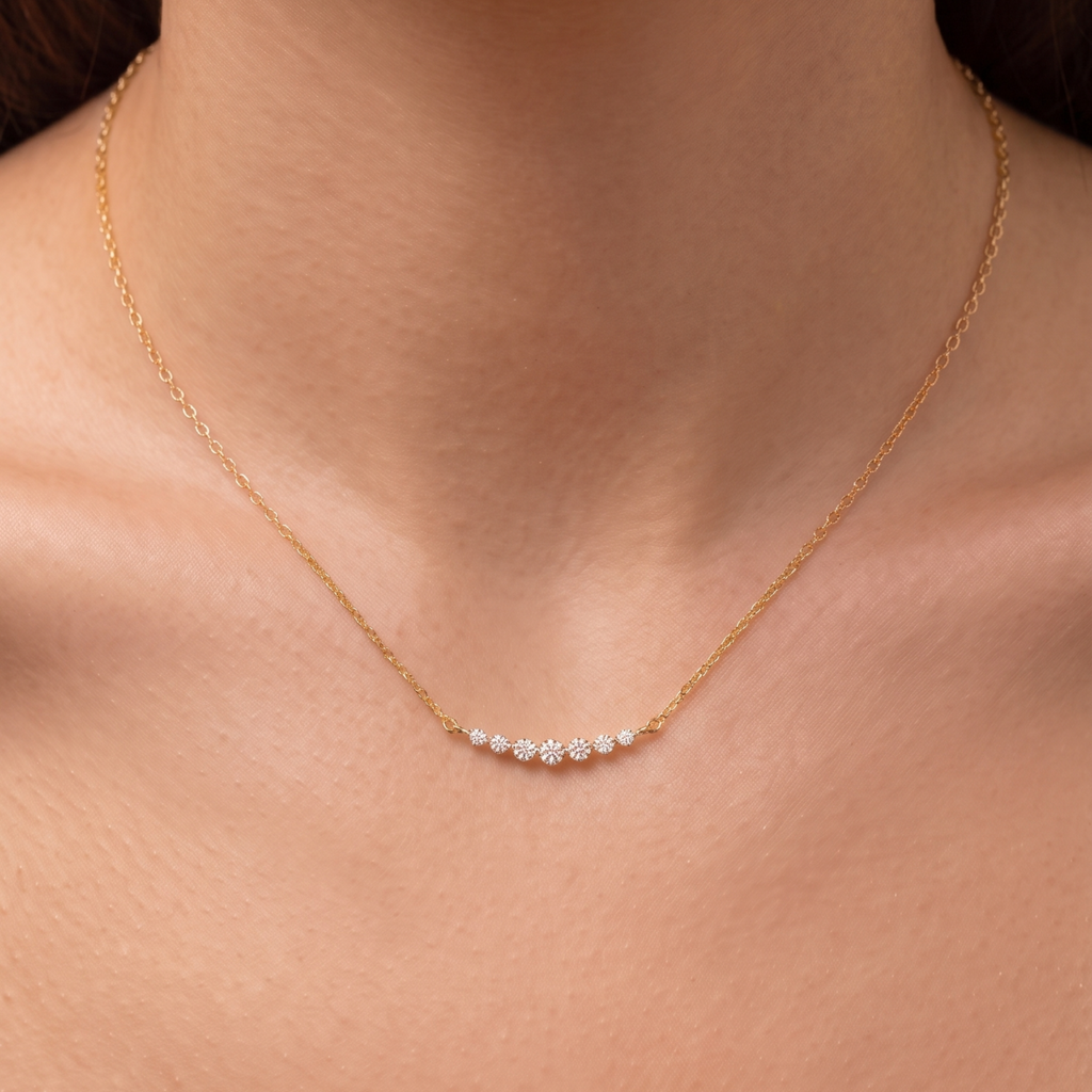 14K Gold Vermeil Lab Grown Diamond Aura Smile Necklace
