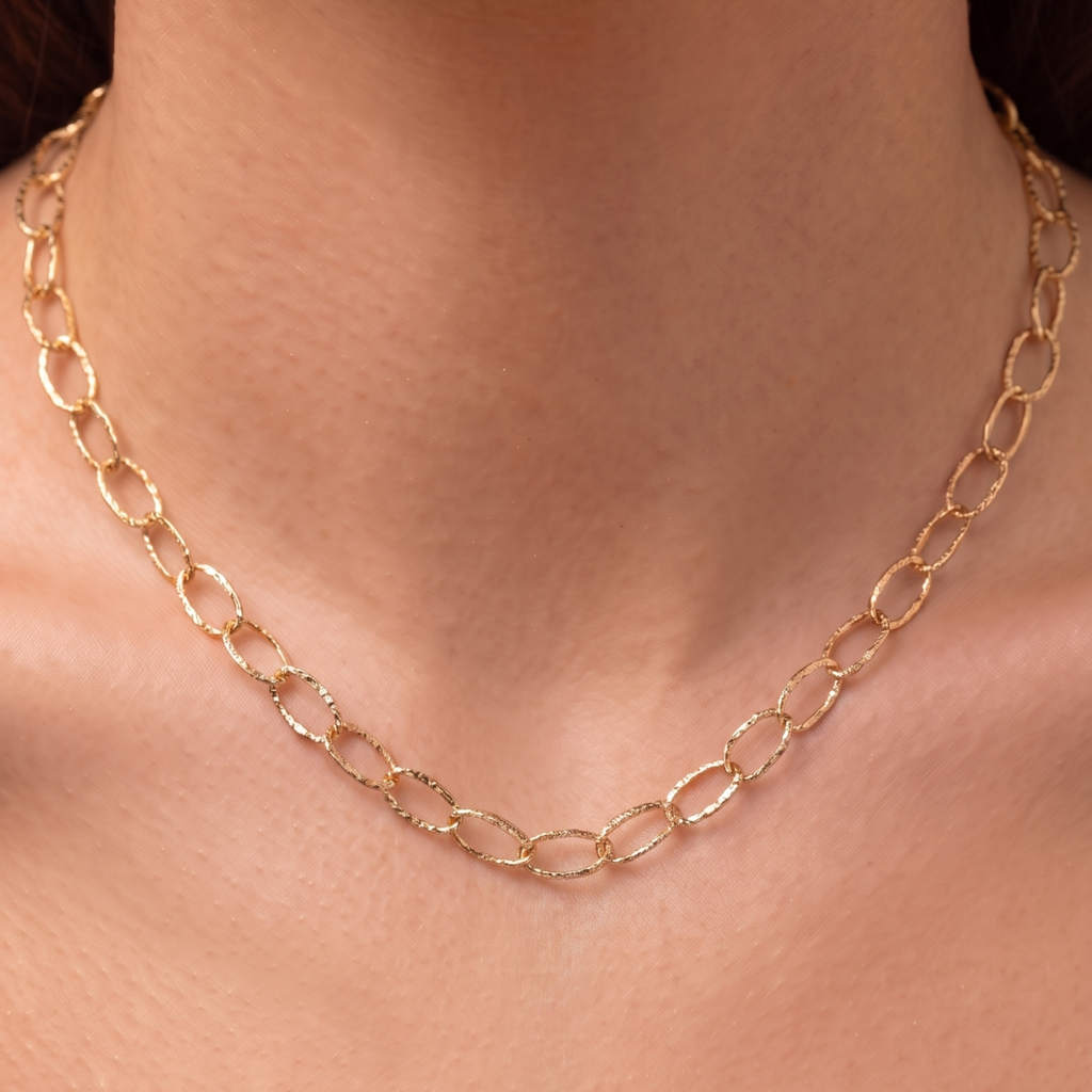 18K Gold Vermeil Sculpted Link Necklace