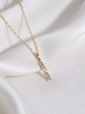18k Gold Linear Lab-Grown Diamond Bar Necklace