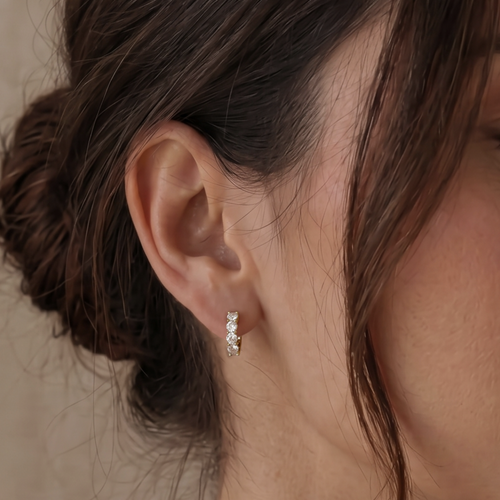 18k Gold Four Lab Grown Diamond Earrings