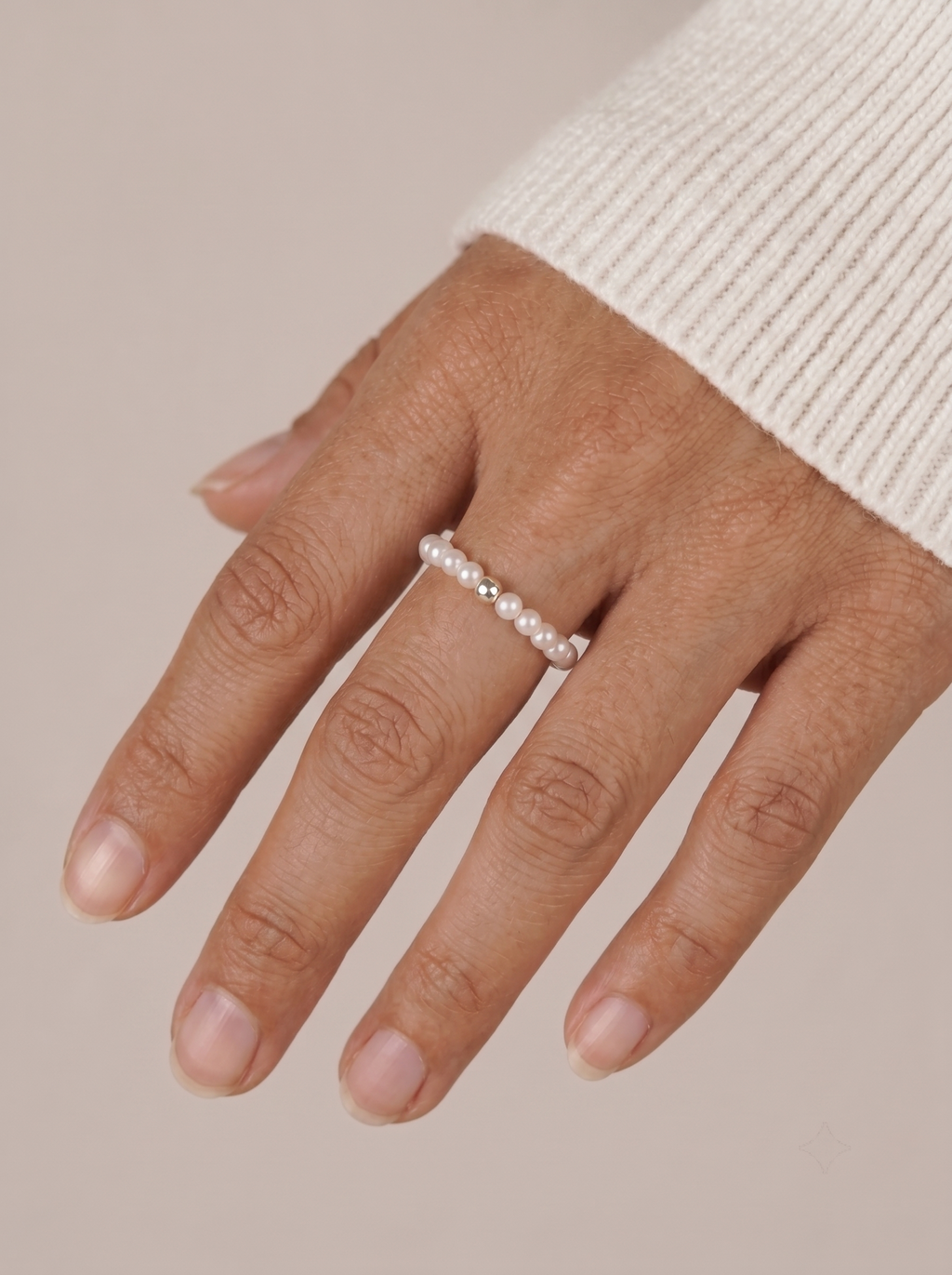 Soft Pearl 925 Sliver Accent Ring