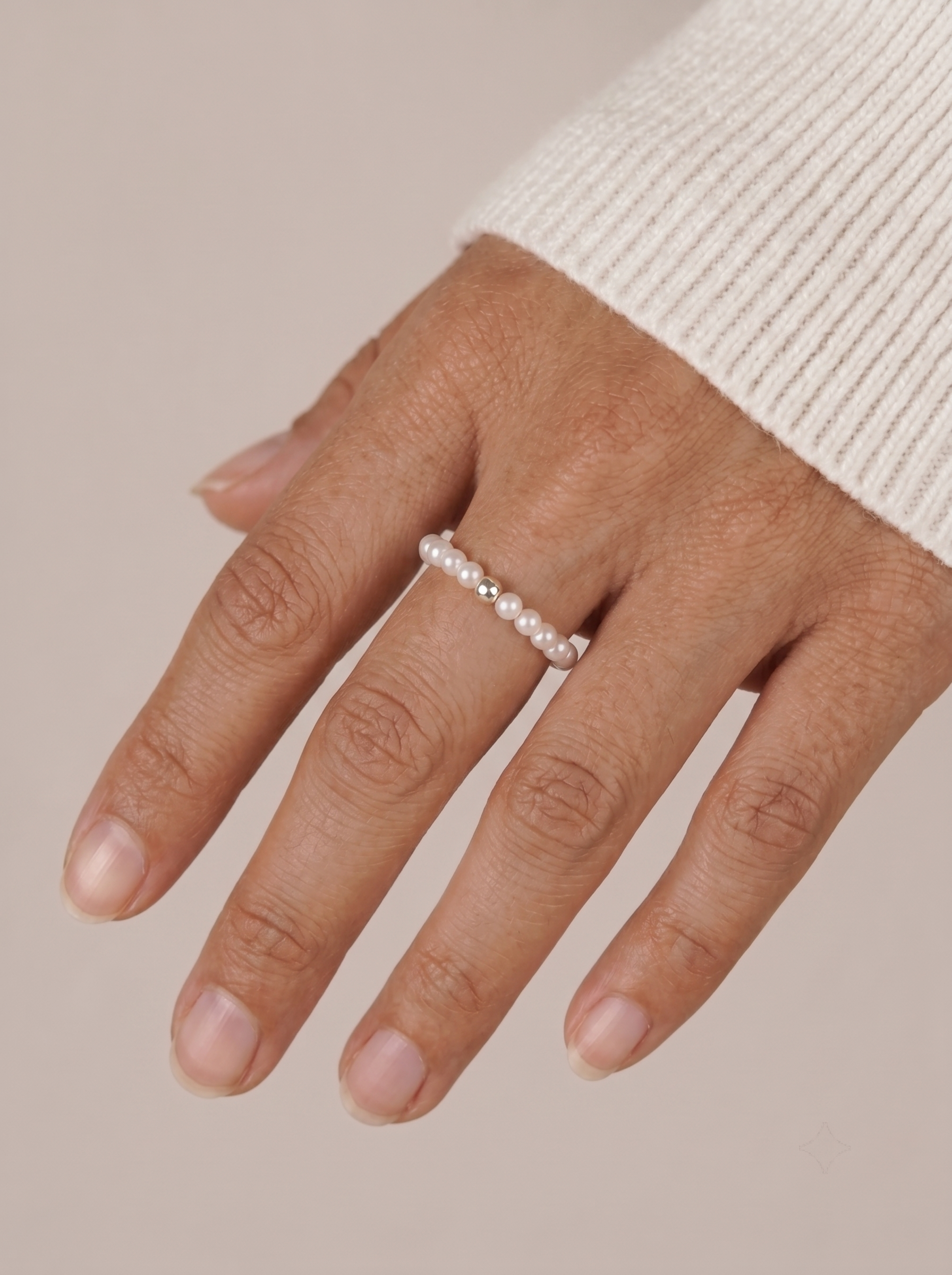 Soft Pearl 925 Sliver Accent Ring