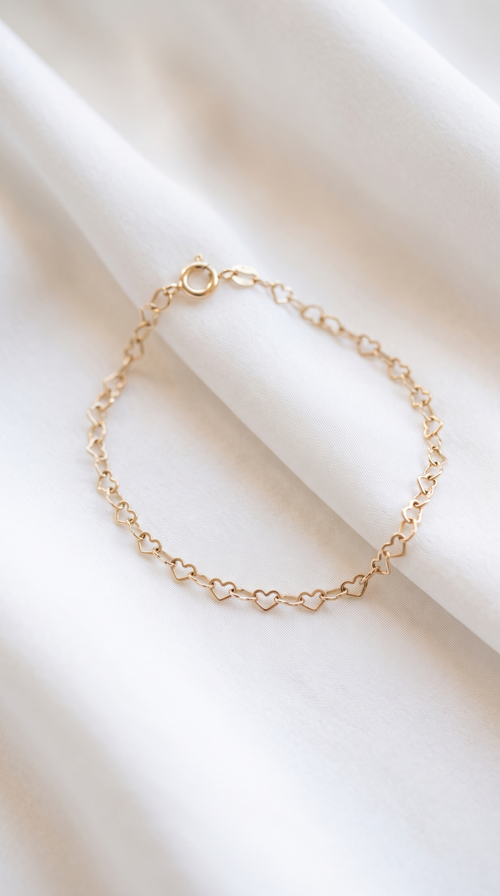 14k Gold Vermeil Heart Link Bracelet
