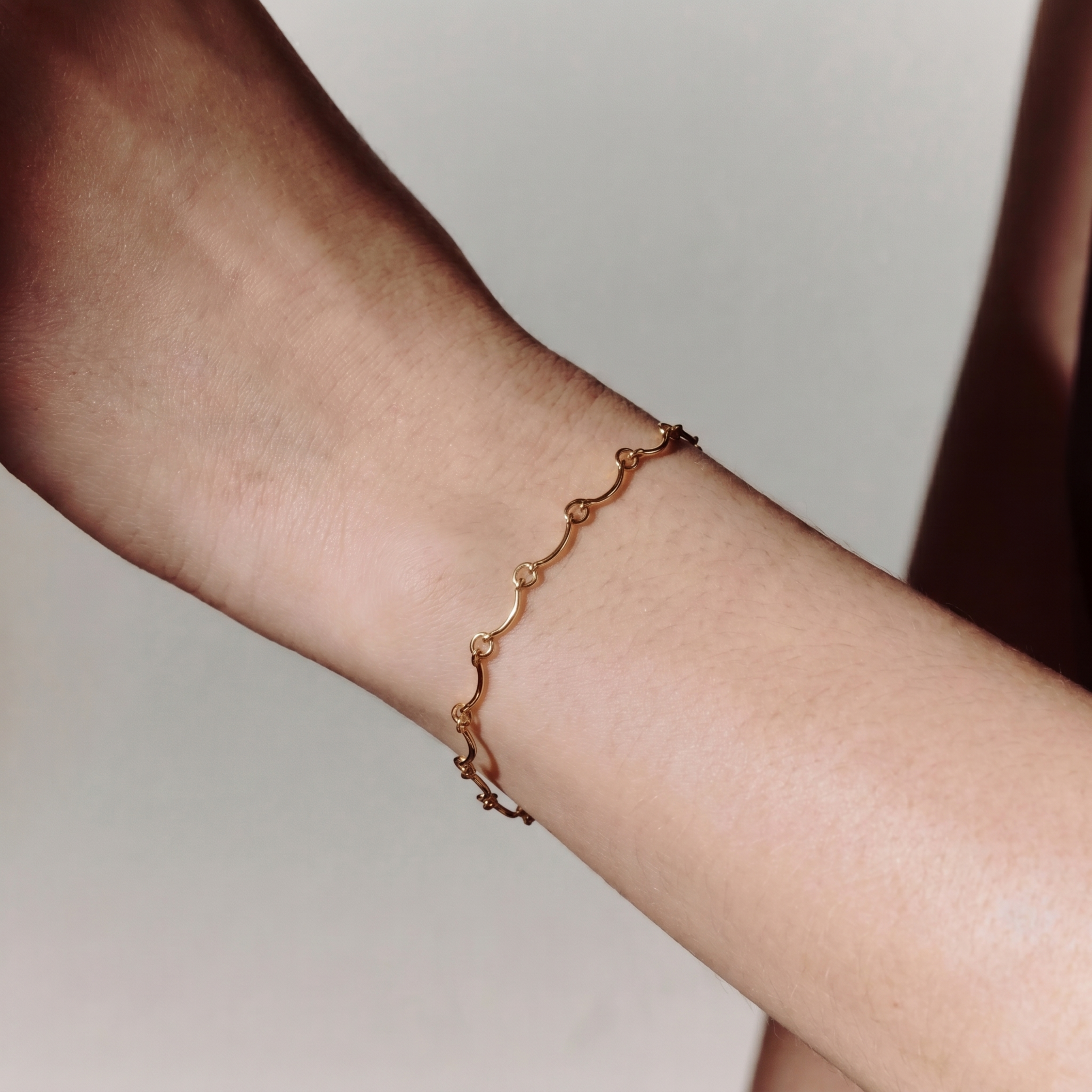 Gold Wave Link Bracelet