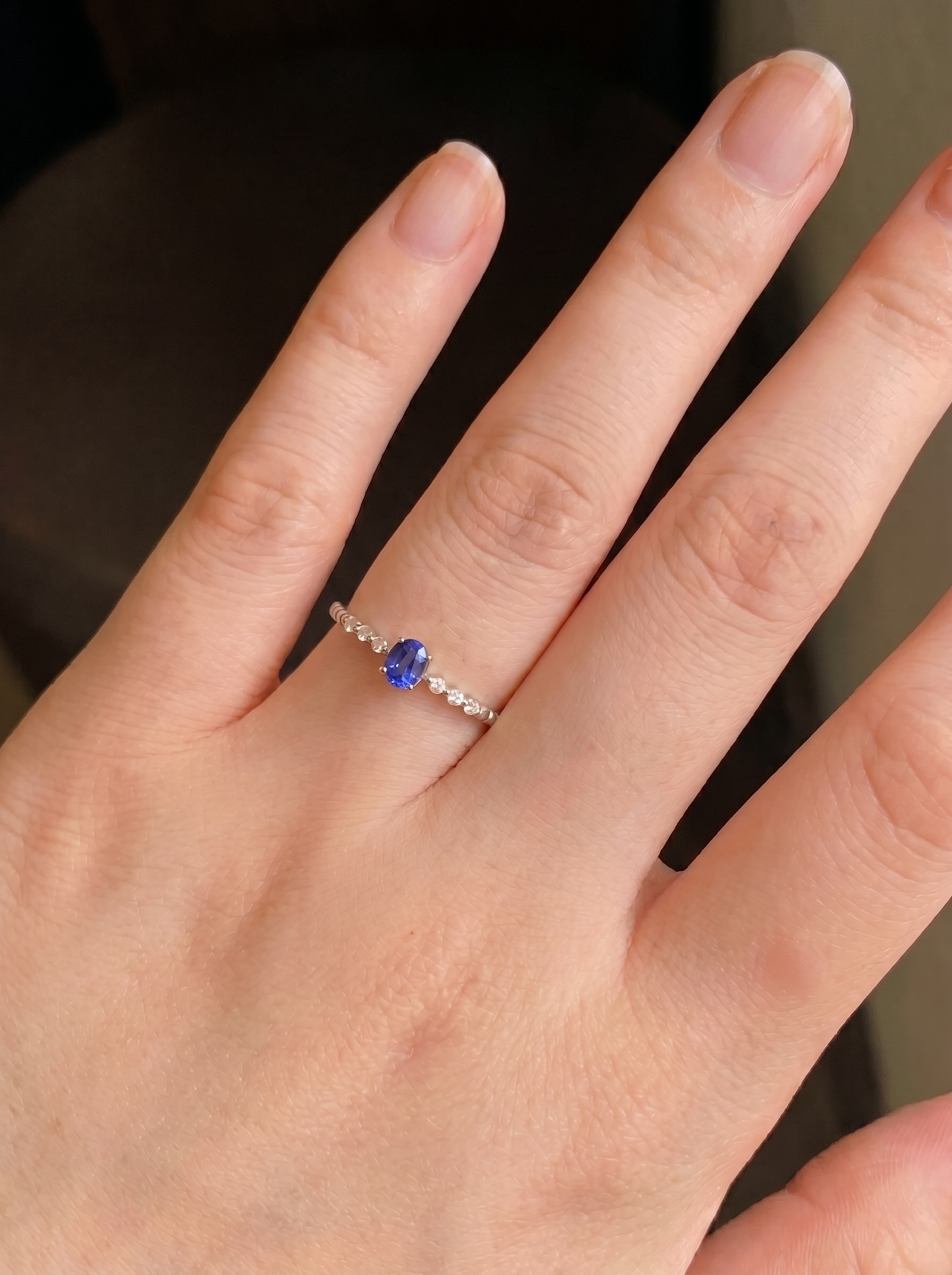 18k White Gold Sapphire Diamond Ring