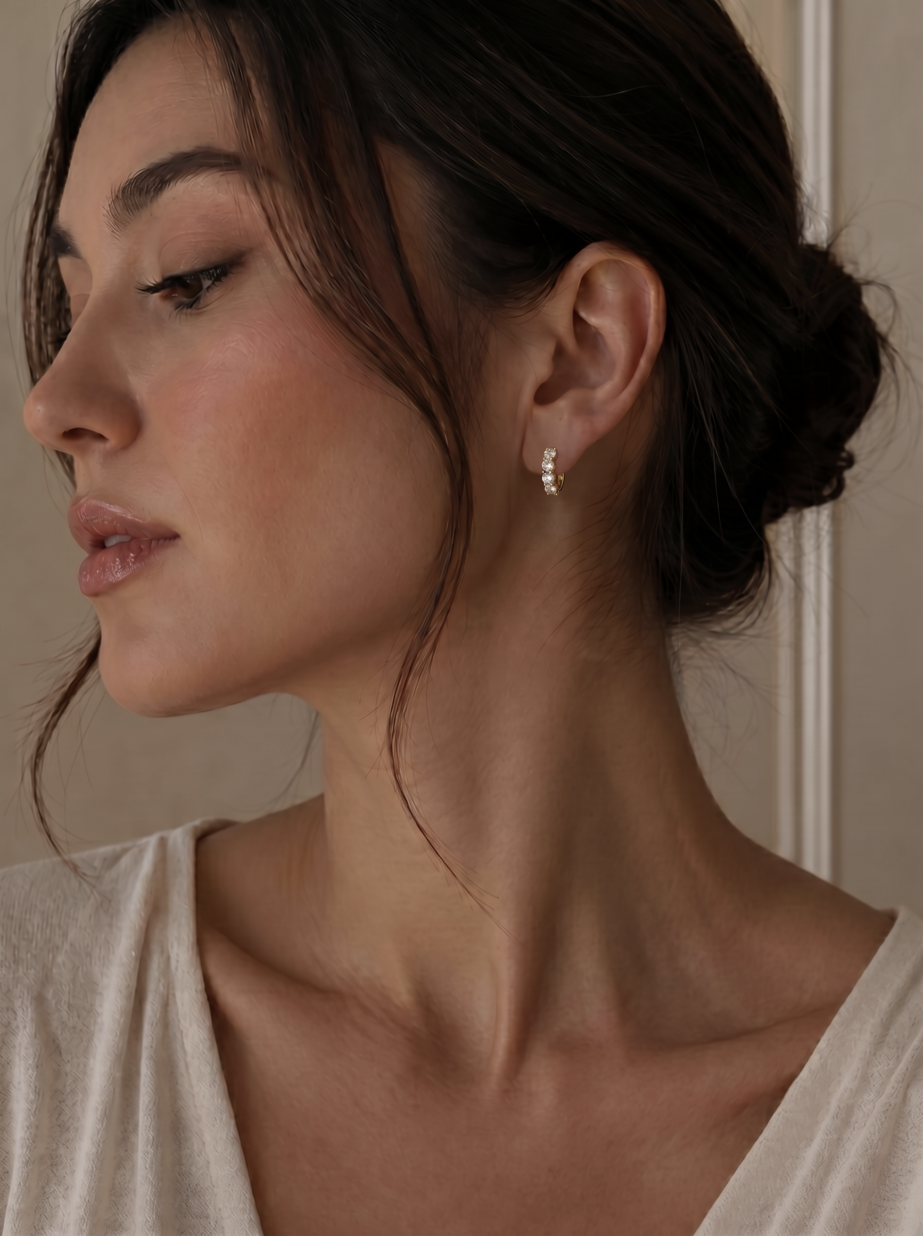 18k Gold Four Lab Grown Diamond Earrings
