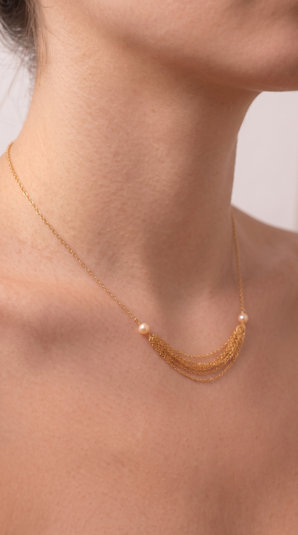 14K Gold Vermeil Pearl Cascade Necklace