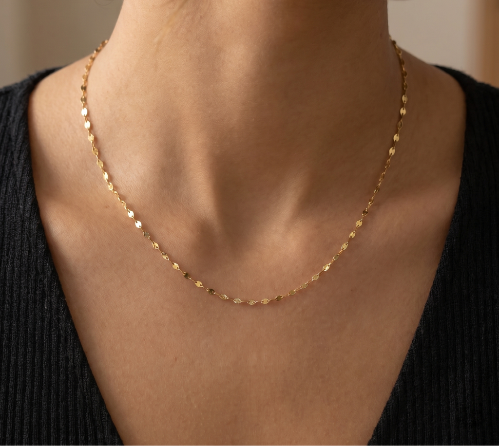 18k Gold Petal Chain Necklace
