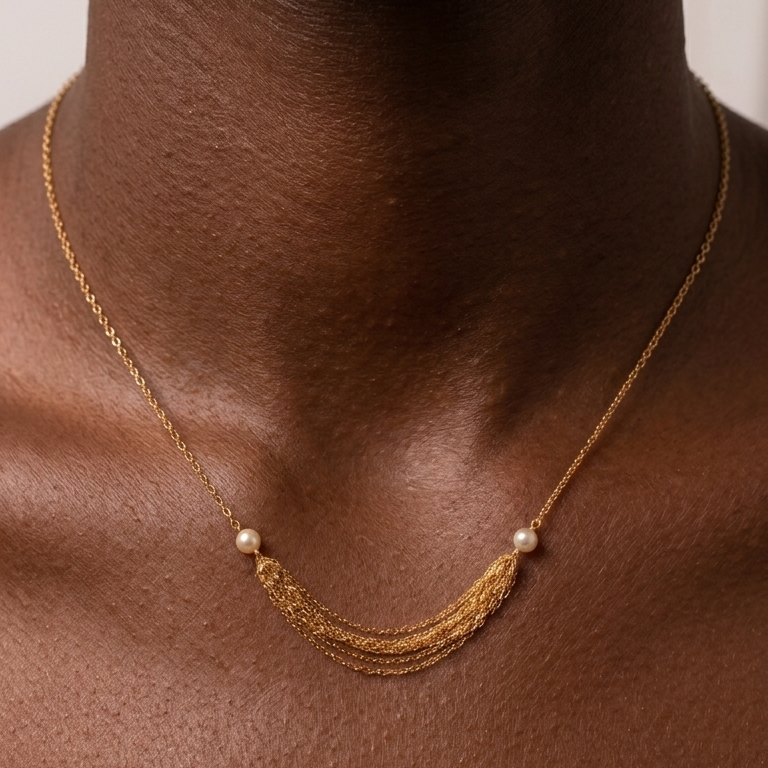 14K Gold Vermeil Pearl Cascade Necklace