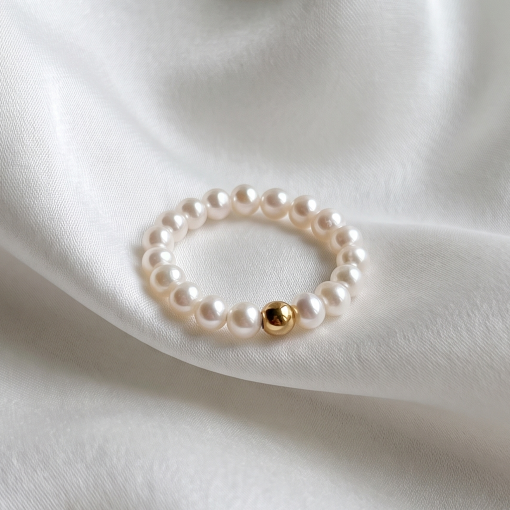 Soft Pearl Gold Vermeil Accent Ring