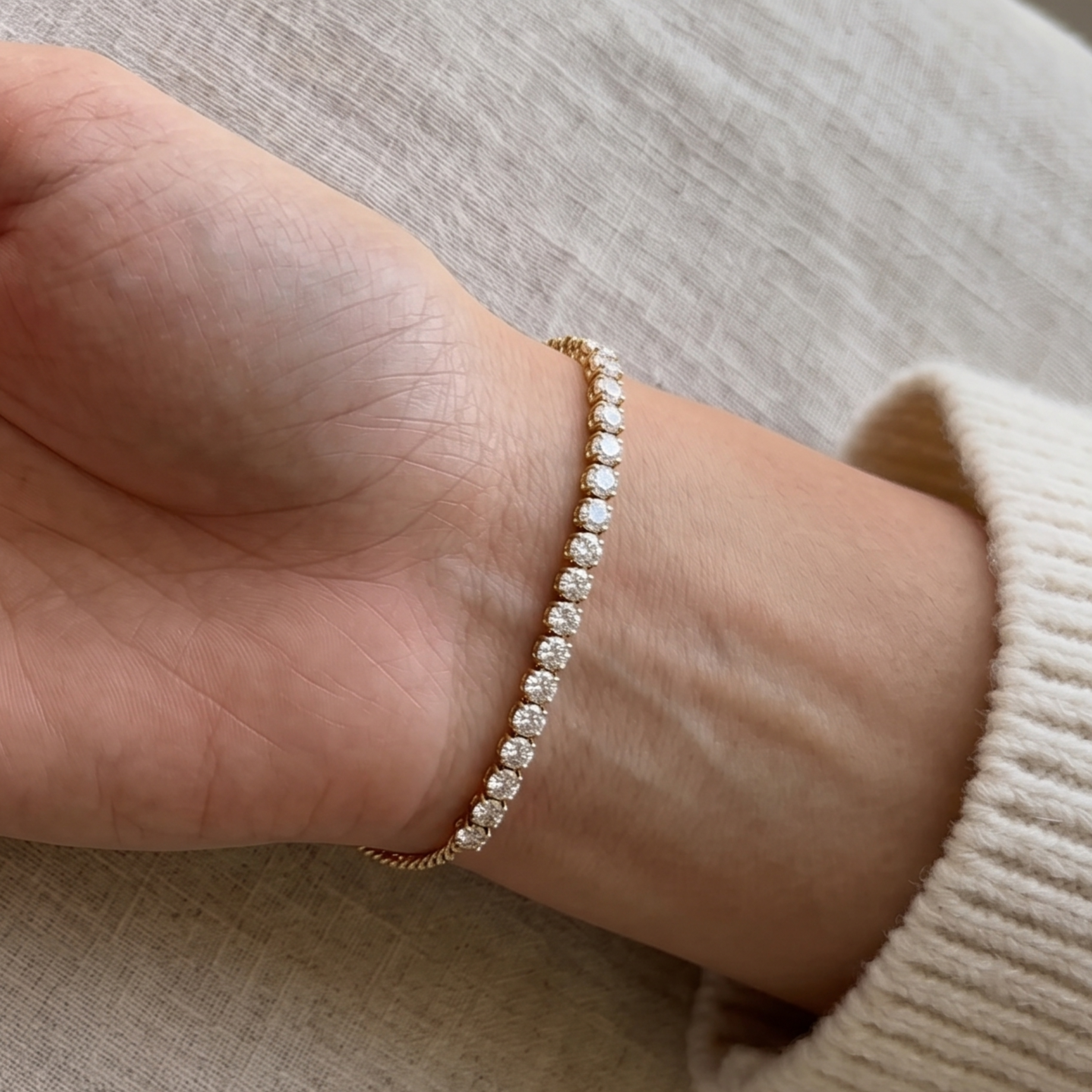 18k Gold Lab Grown Diamonds Linear Bracelet