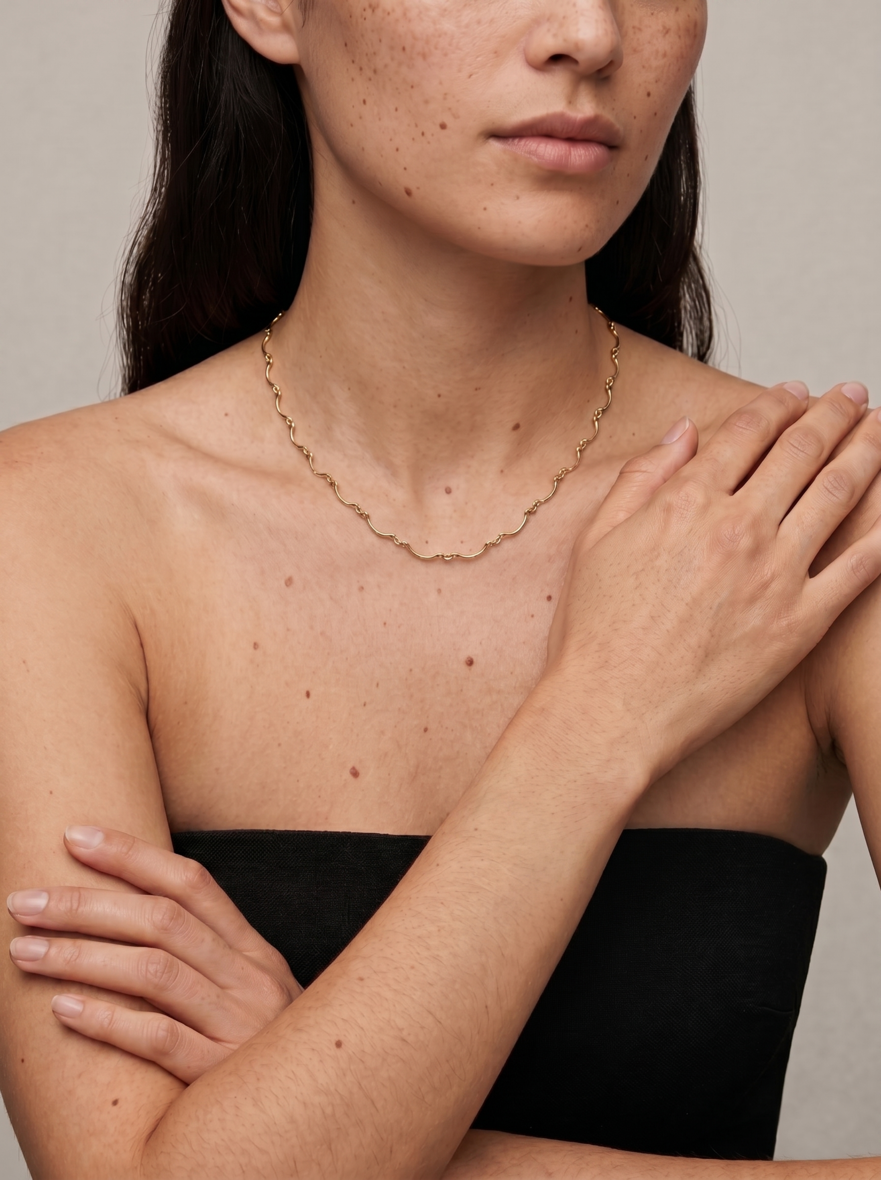 Gold Wave Link Necklace