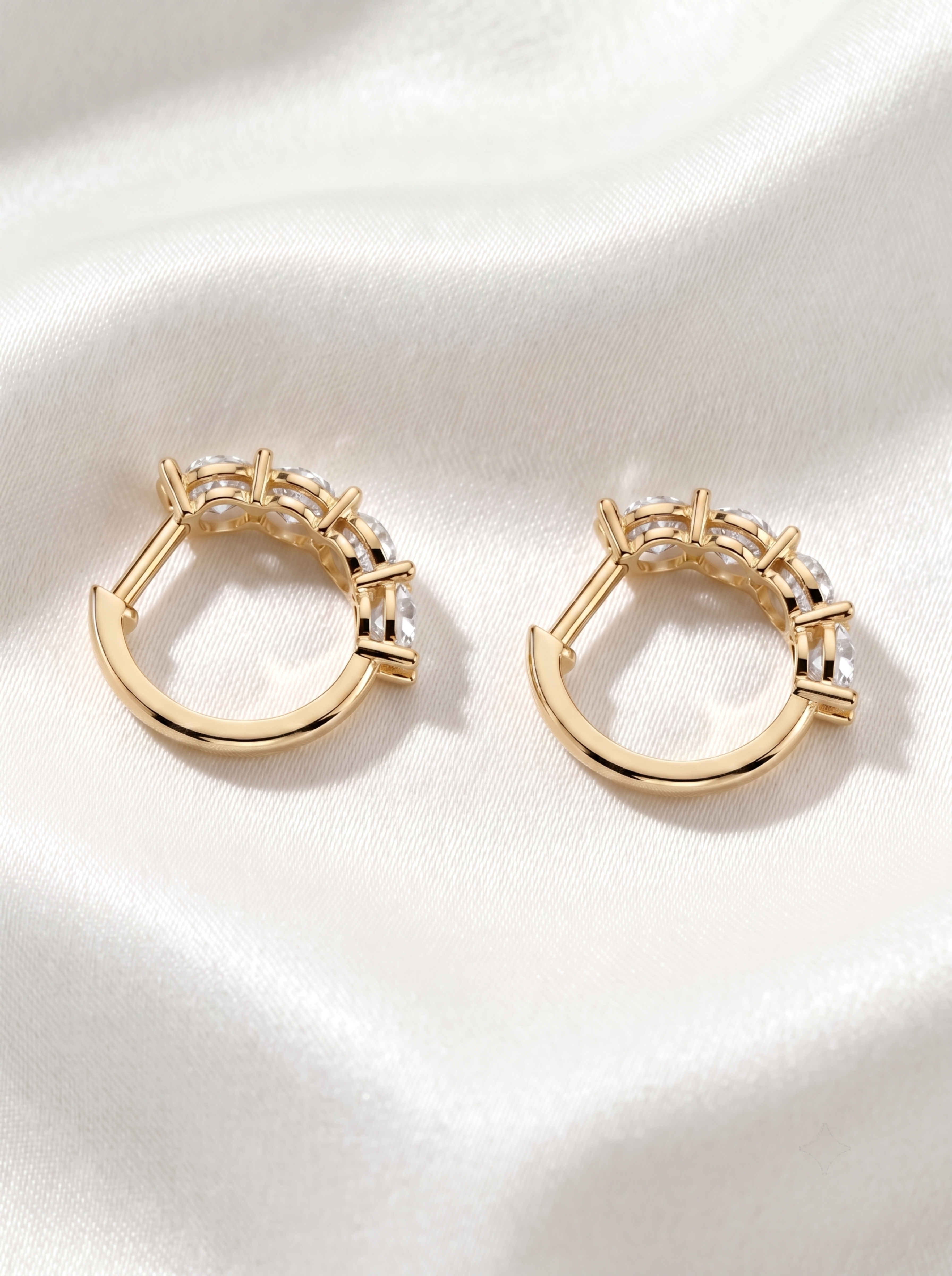 18k Gold Four Lab Grown Diamond Earrings