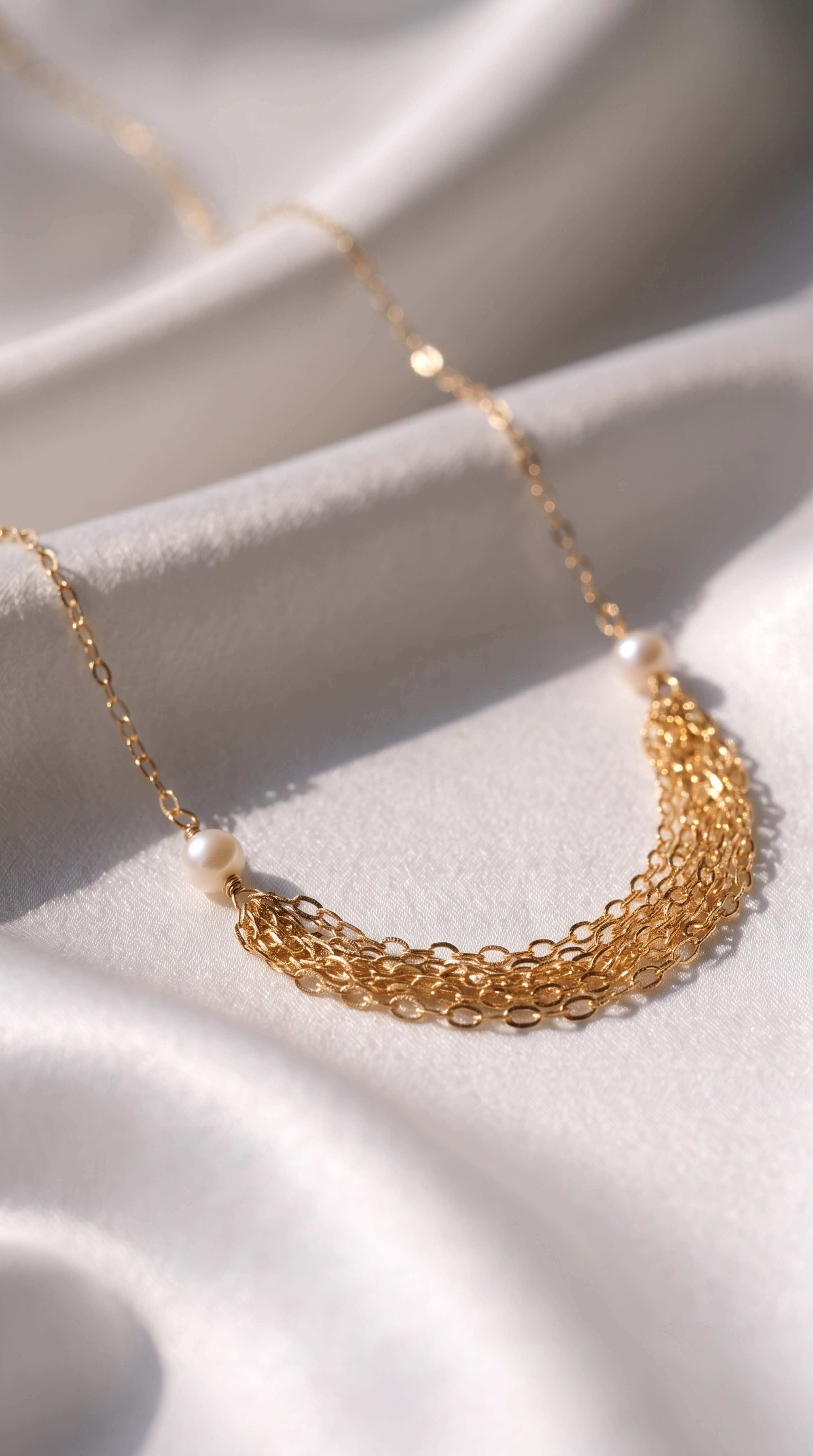 14K Gold Vermeil Pearl Cascade Necklace