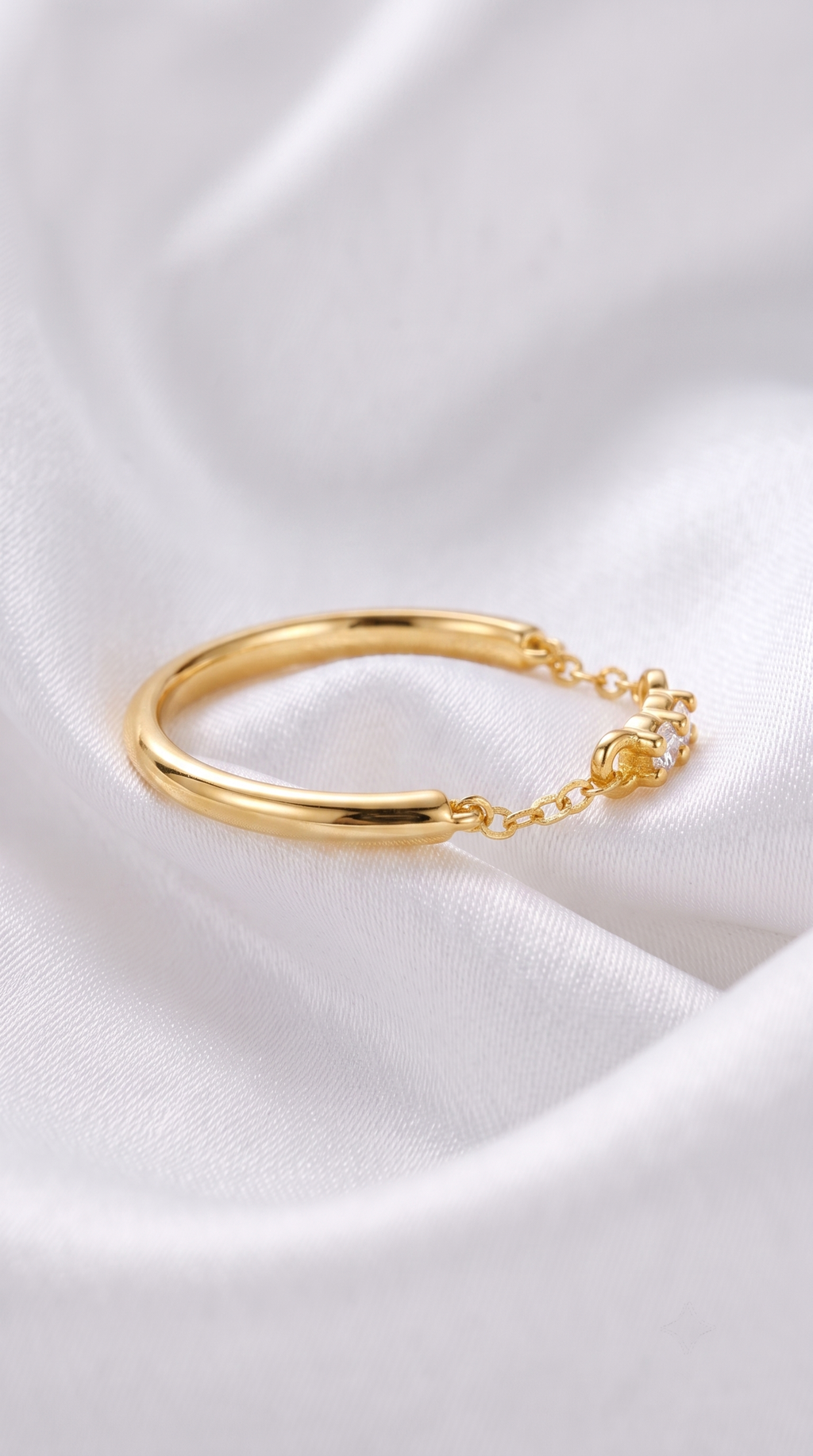 18K Gold Lab-Grown Diamond Twin Chain Ring