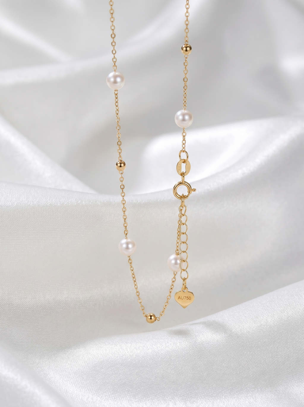 Soft Pearl & Gold Bead Rhythm 18k Gold Bracelet