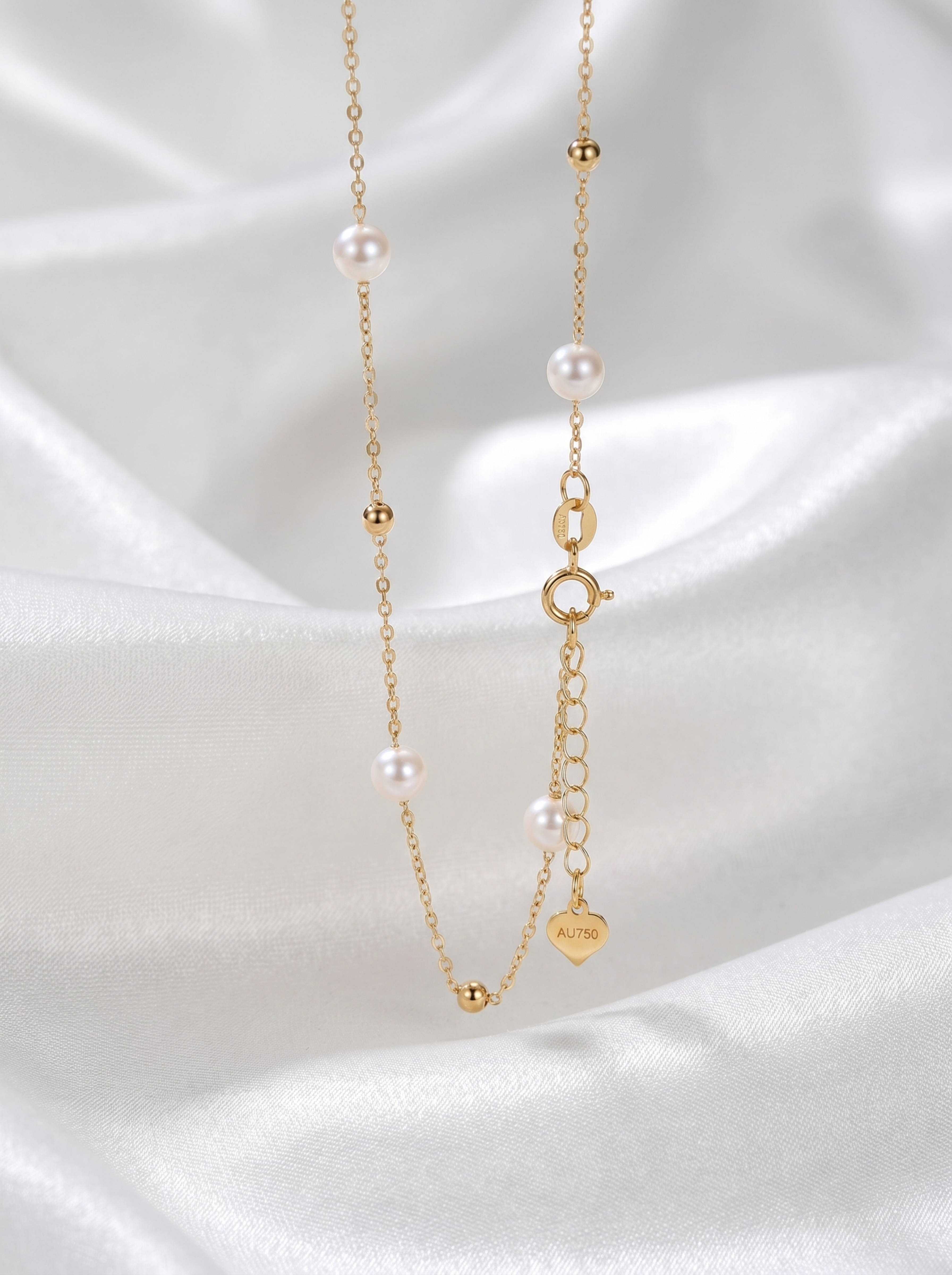 Soft Pearl & Gold Bead Rhythm 18k Gold Bracelet
