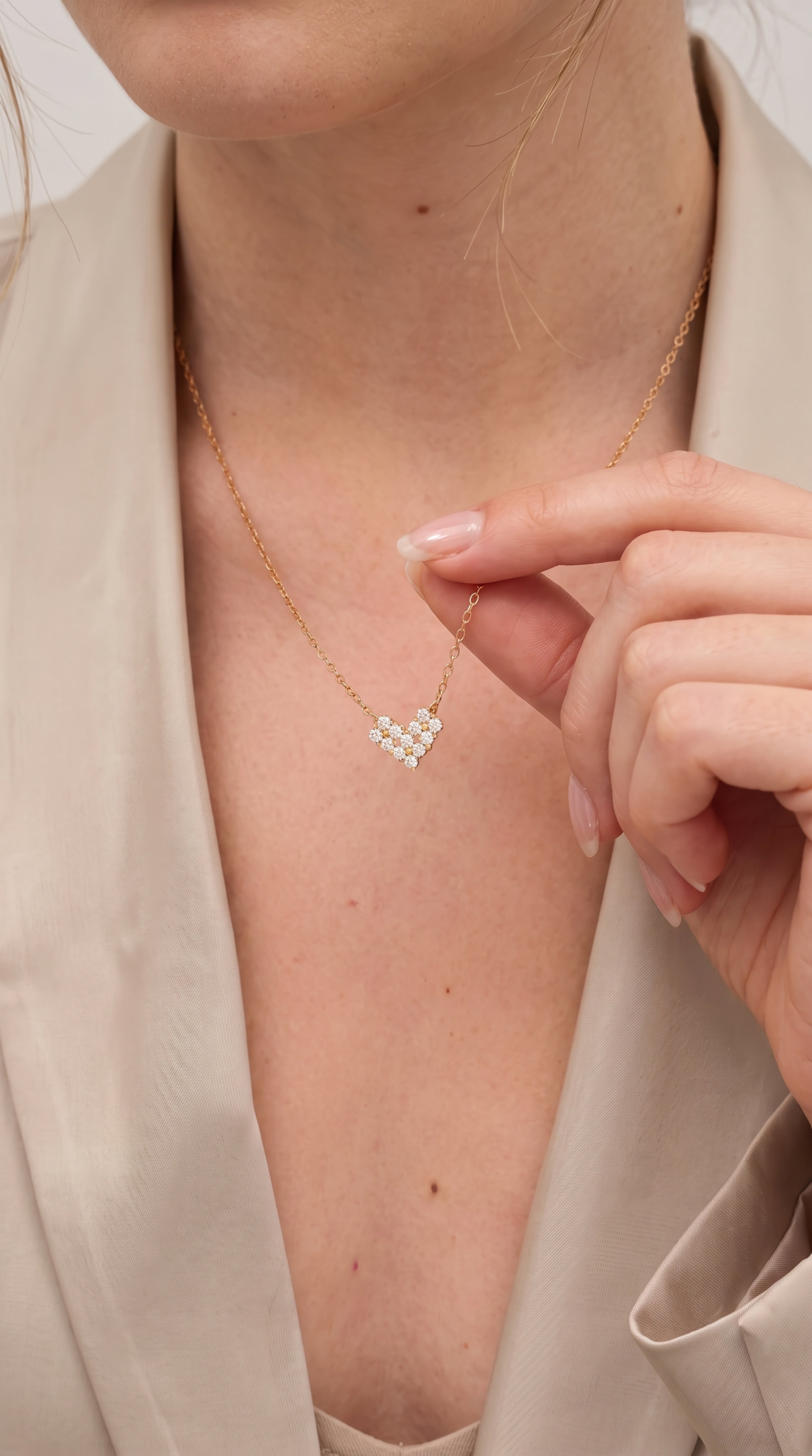 Gold Vermeil Bloom to Heart Lab Grown Diamond Necklace