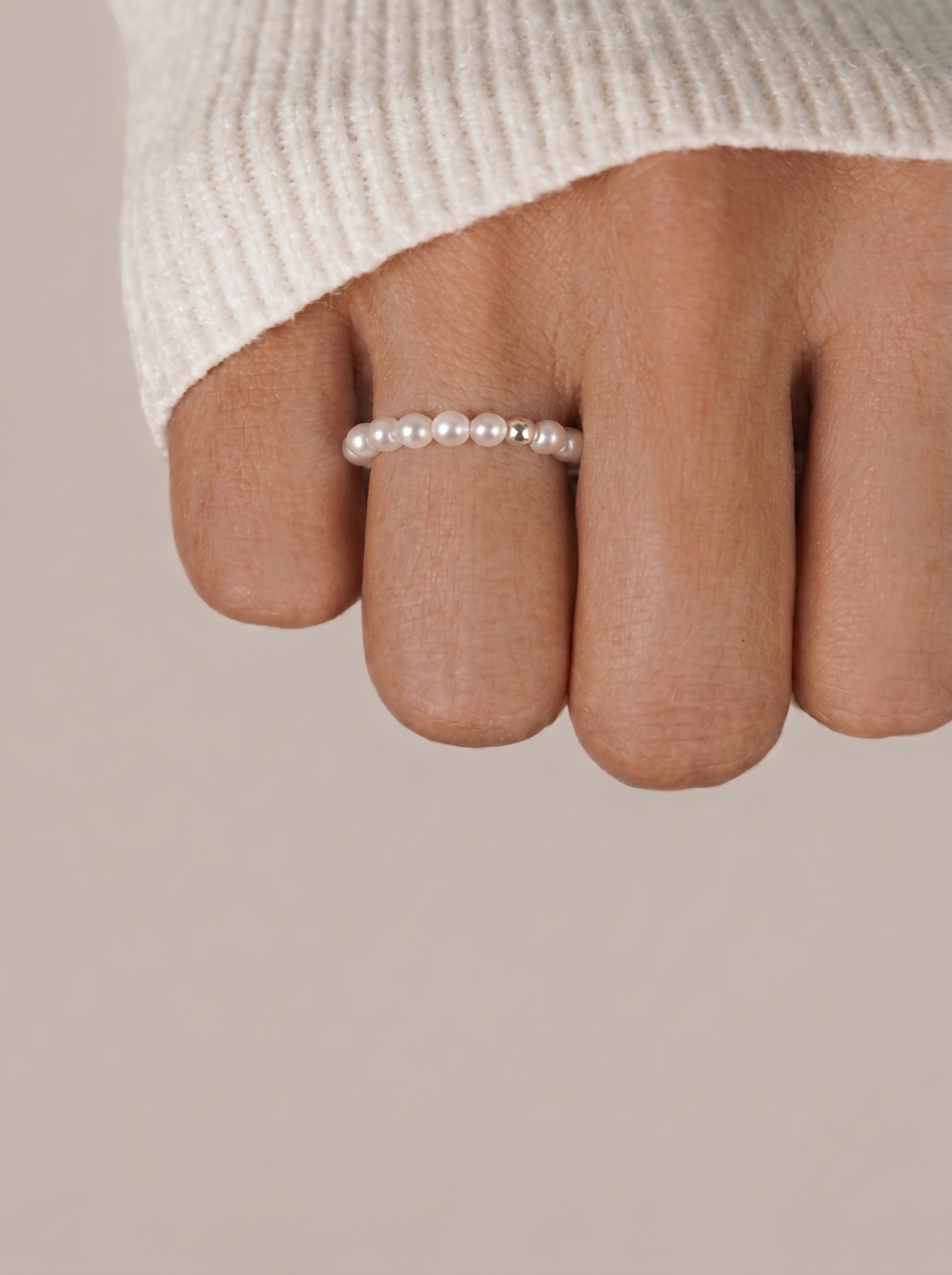 Soft Pearl 925 Sliver Accent Ring