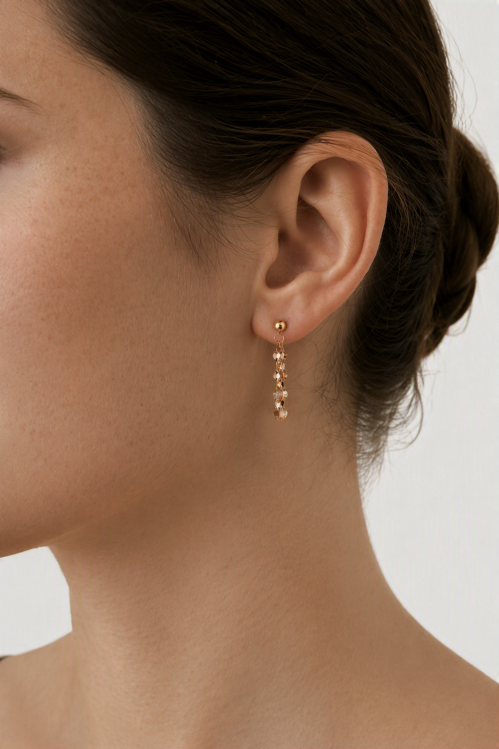 18K Gold Petal Chain Earrings