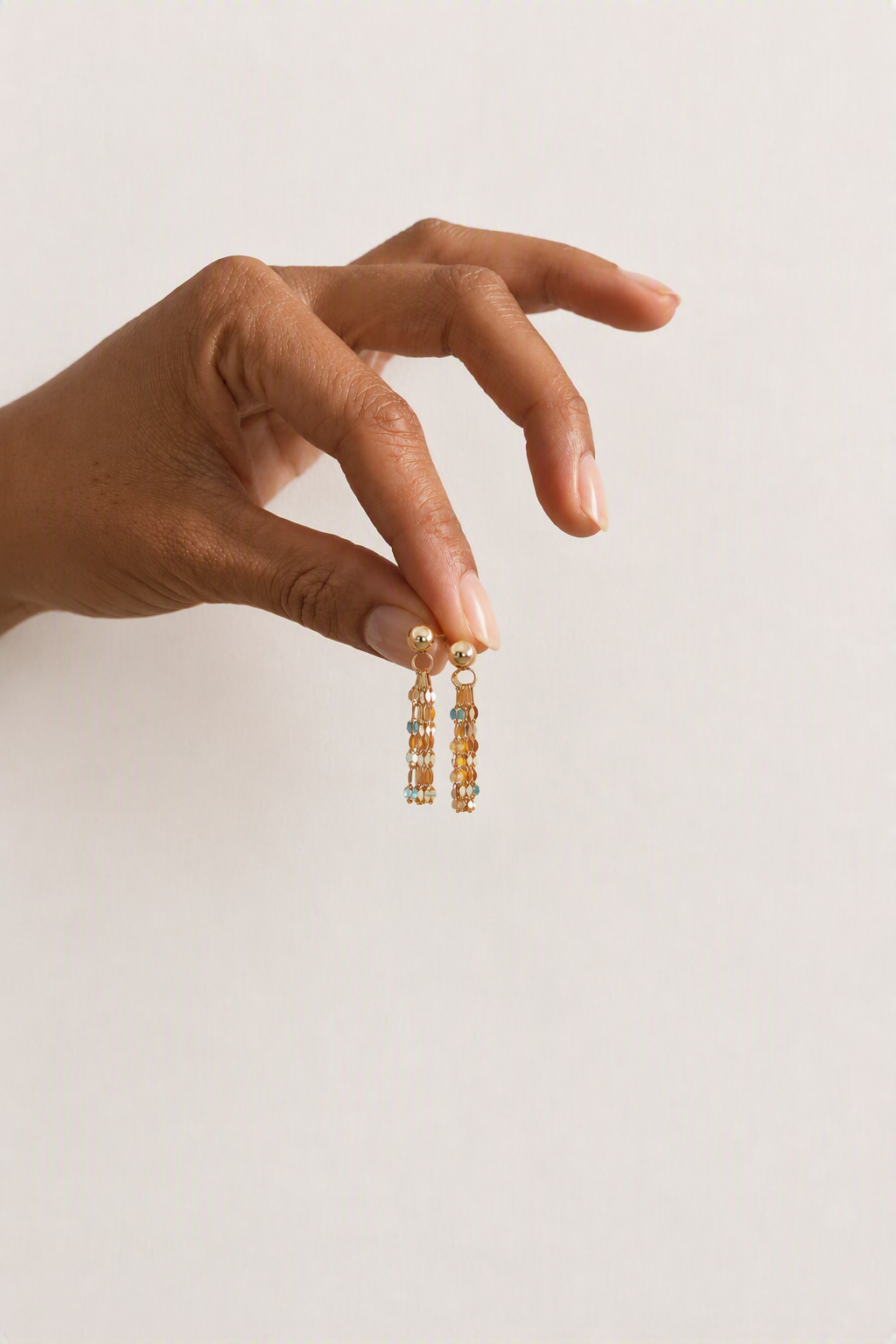 18K Gold Petal Chain Earrings