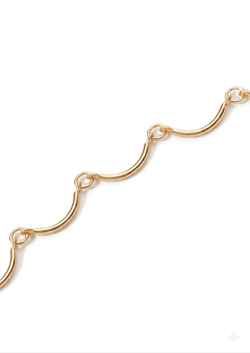 Gold Wave Link Necklace