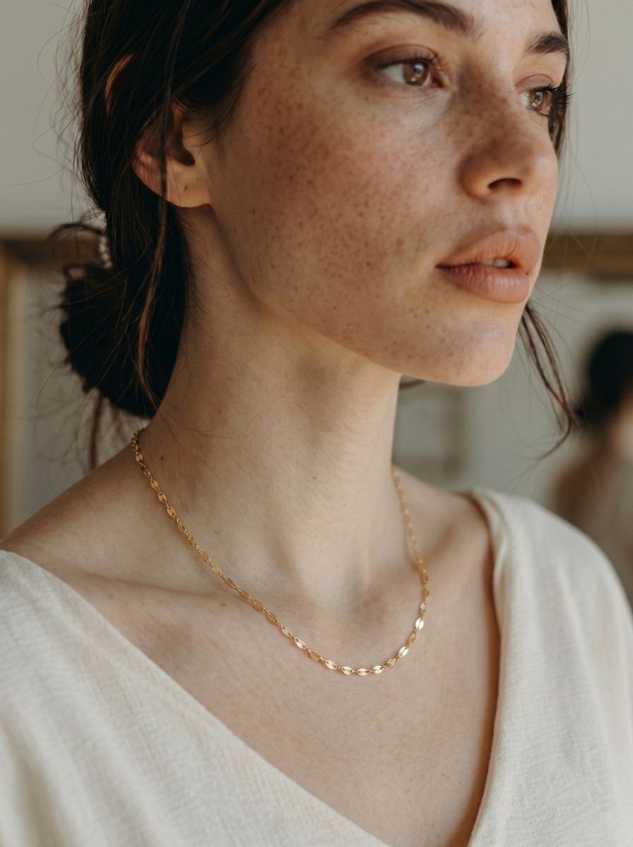 18k Gold Petal Chain Necklace