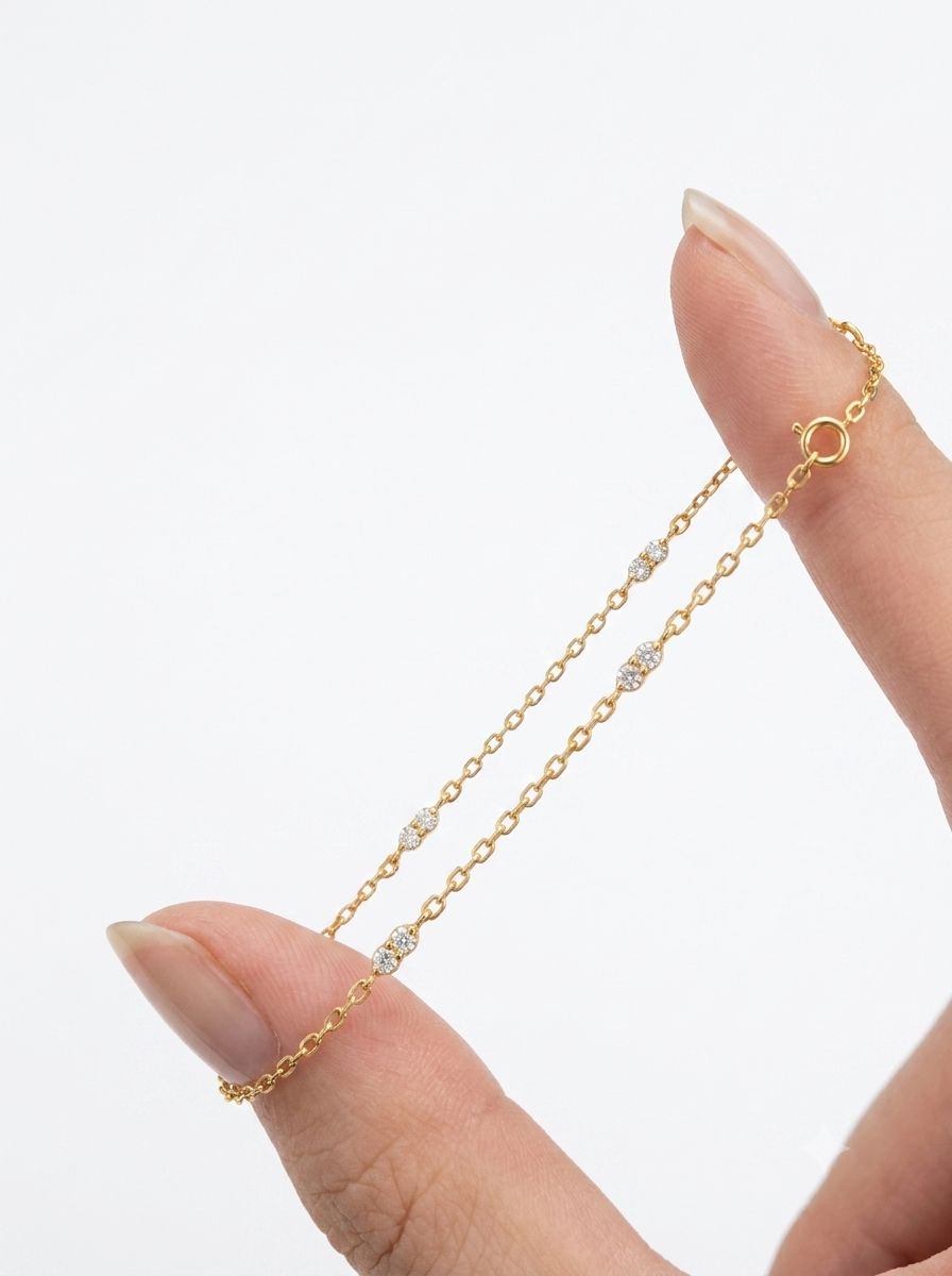 18k Gold Soft Glimmer Lab-Grown Diamond Bracelet