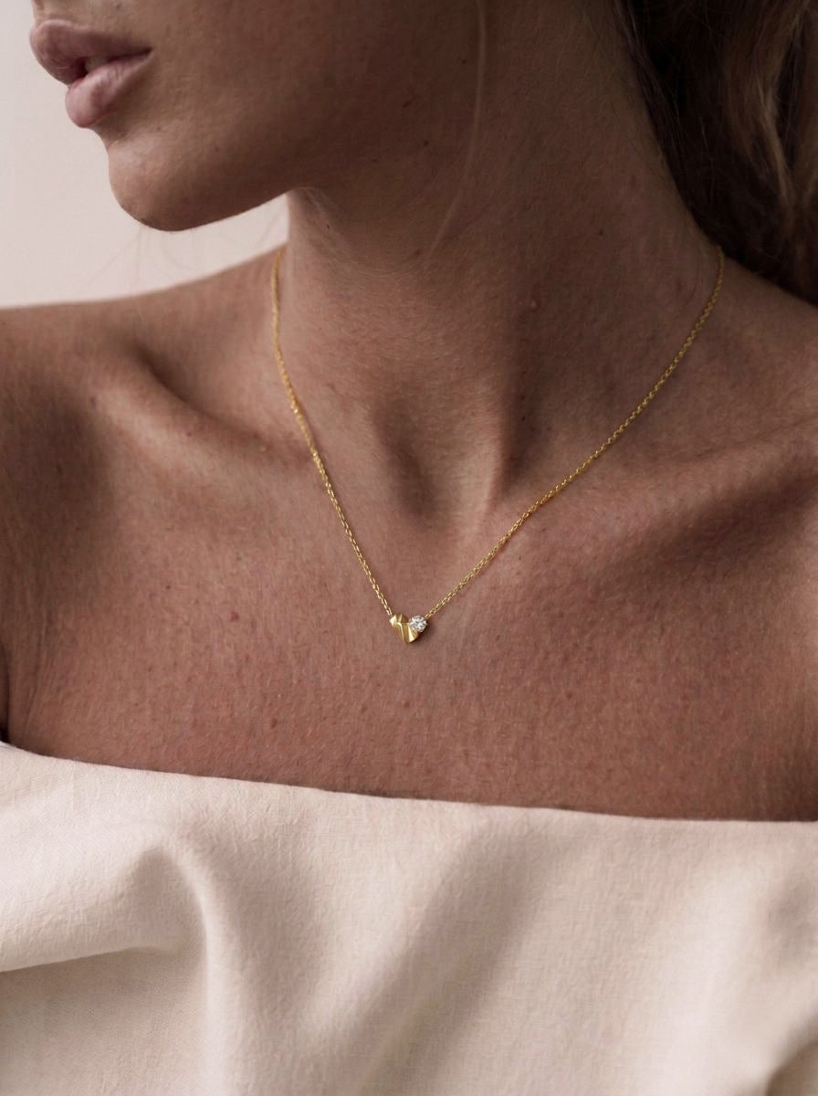 18k Gold Heart Lab Grown Diamond Necklace