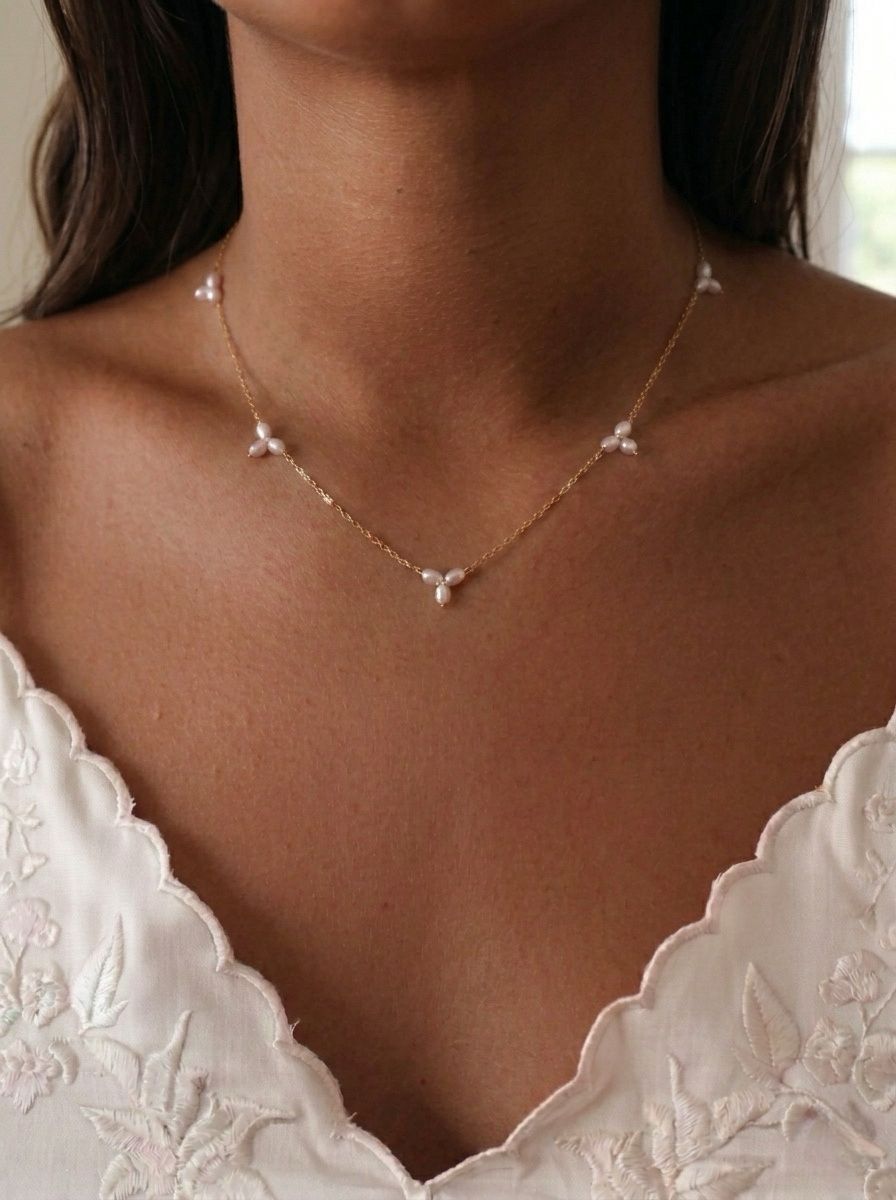 14k Gold Vermeil Pearl Blossom Necklace