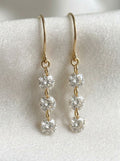 18k Gold Linear Drop Lab Grown Diamond Earrings