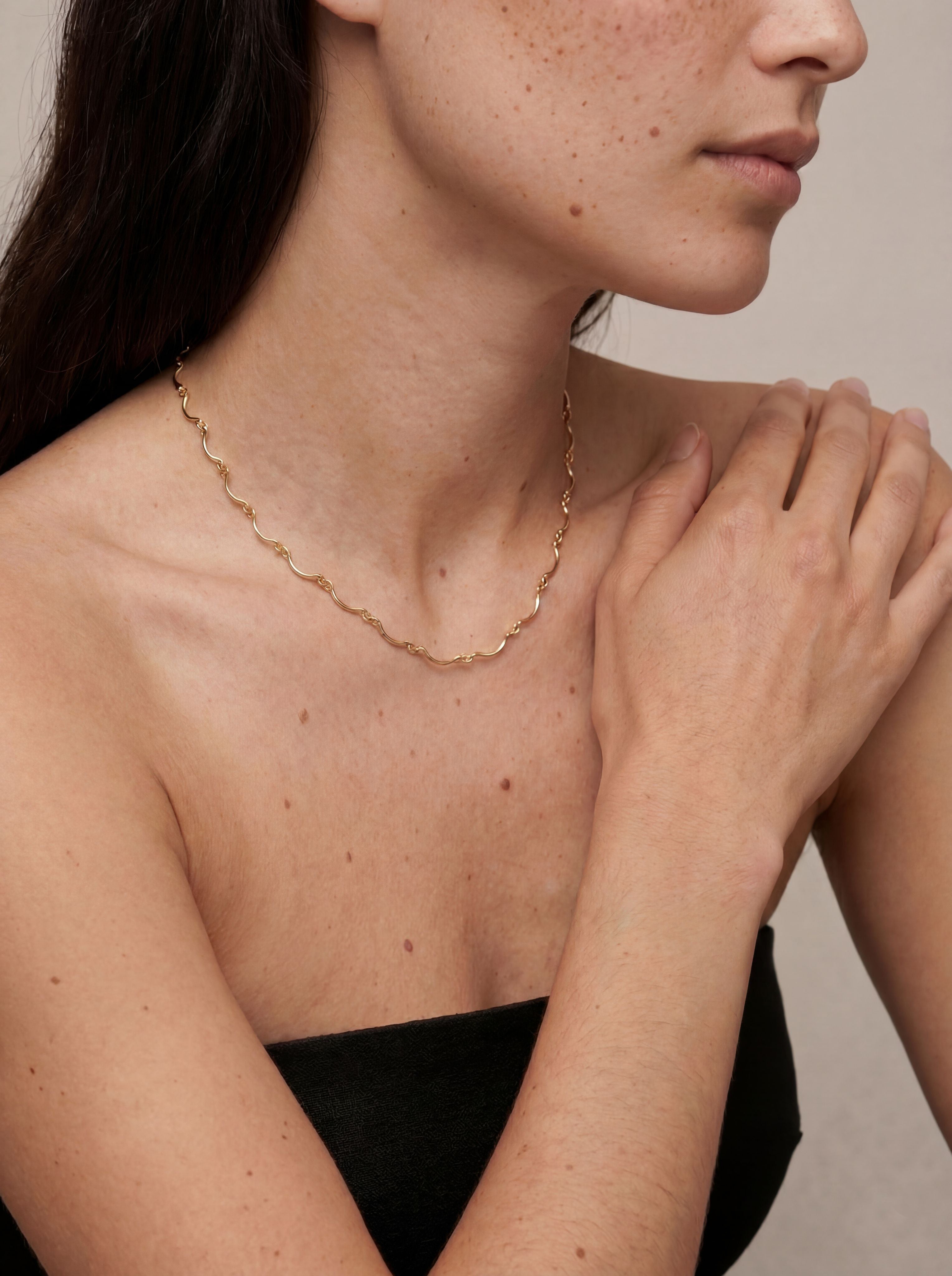 Gold Wave Link Necklace