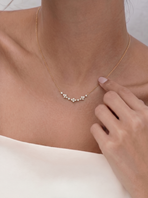 18k Gold Diamond Floral Rhythm Necklace