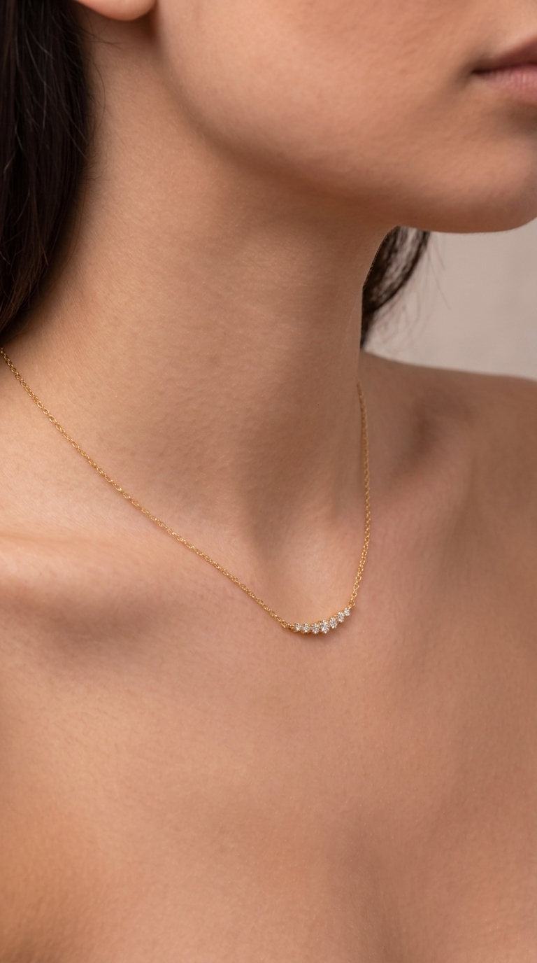 14K Gold Vermeil Lab Grown Diamond Aura Smile Necklace