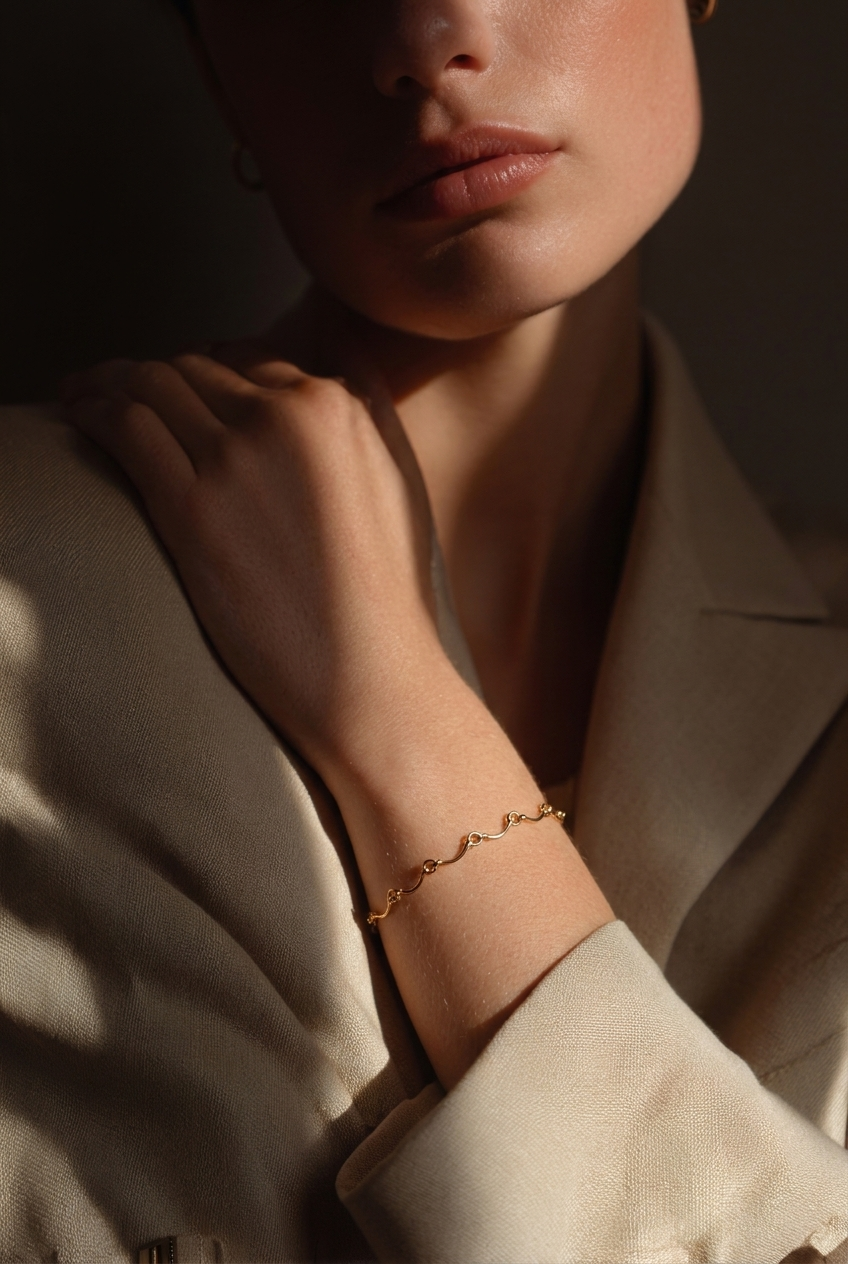 Gold Wave Link Bracelet