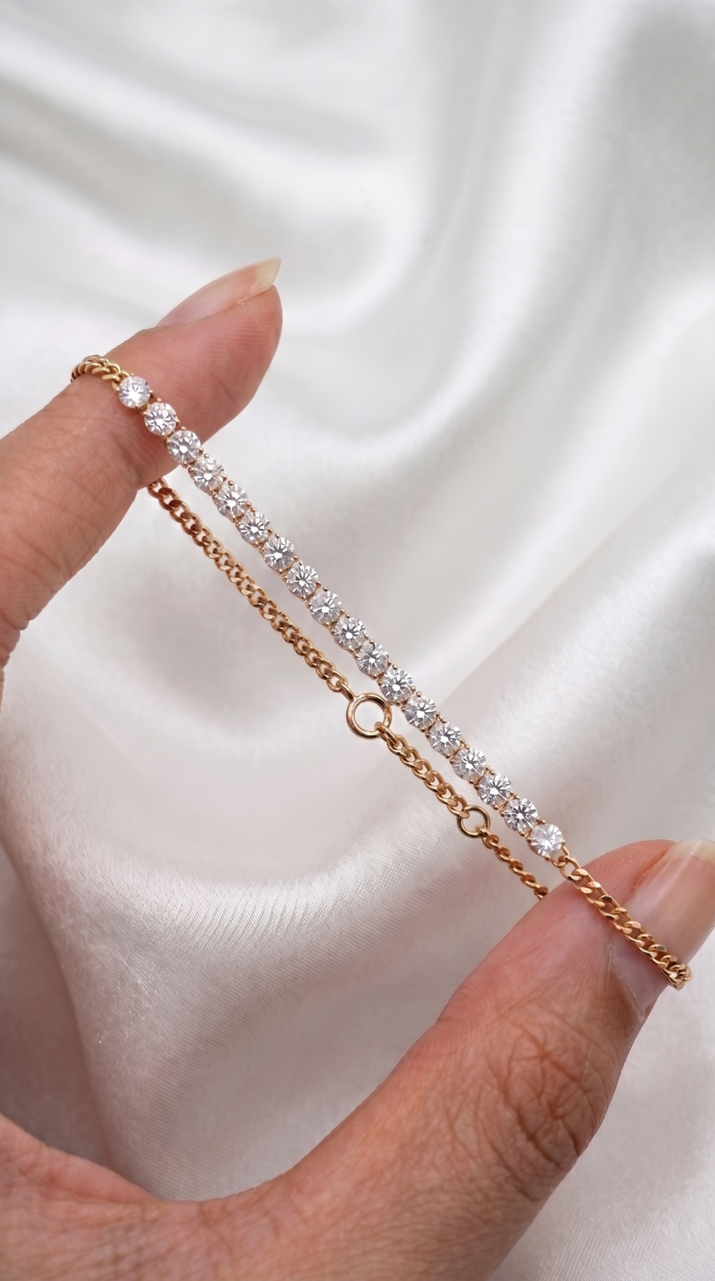 18k Gold Lab Grown Diamonds Linear Bracelet