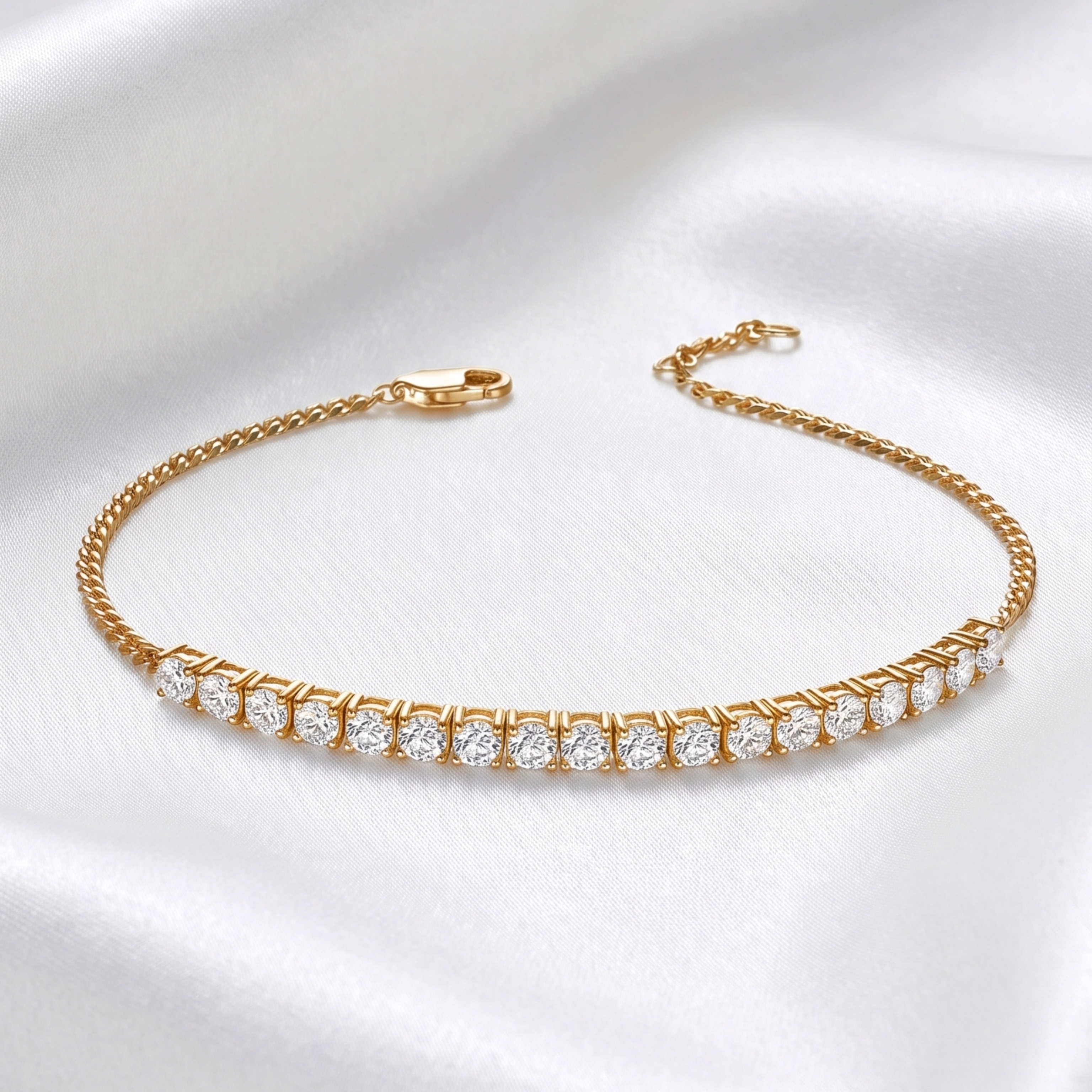 18k Gold Lab Grown Diamonds Linear Bracelet