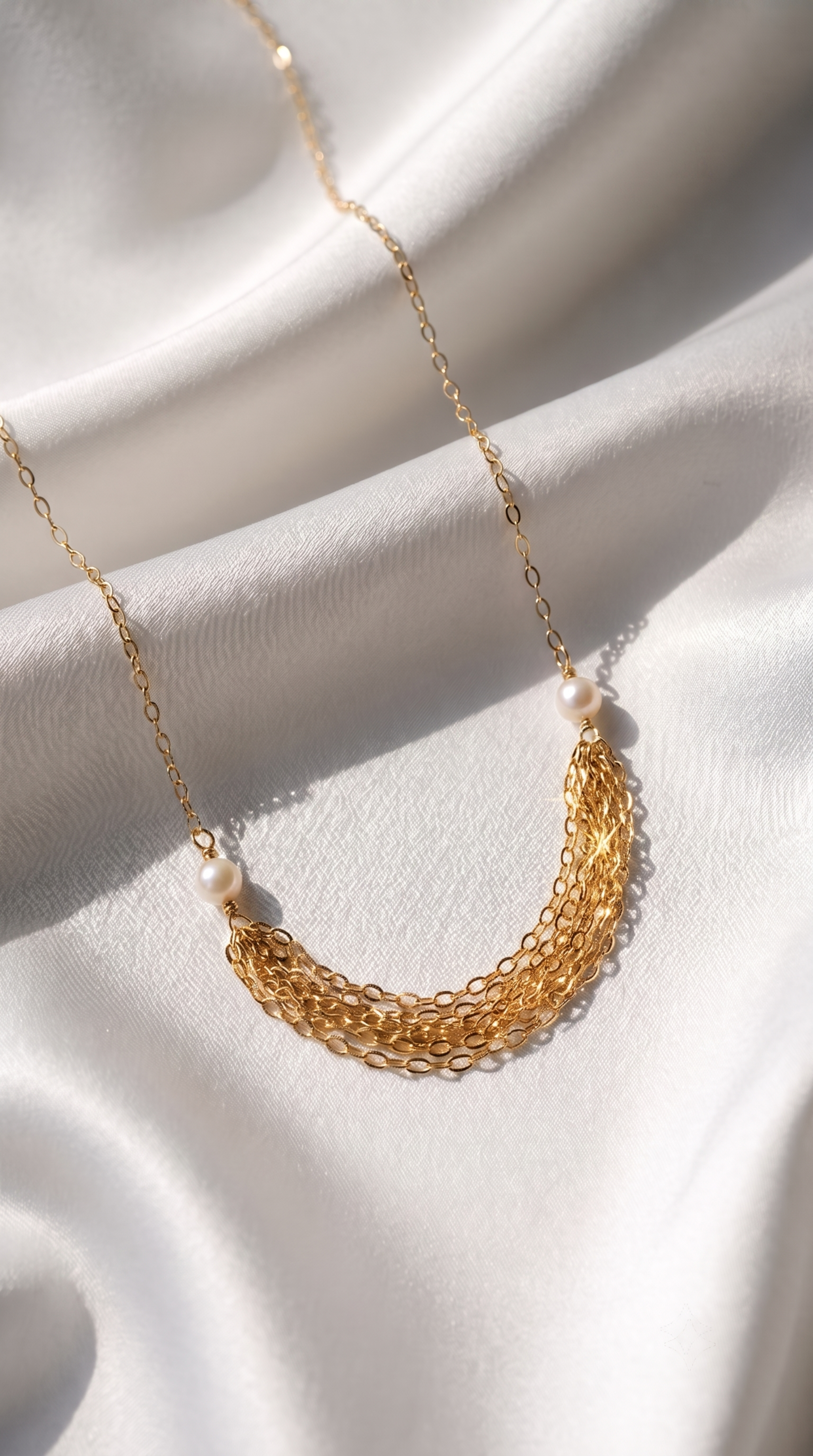 14K Gold Vermeil Pearl Cascade Necklace