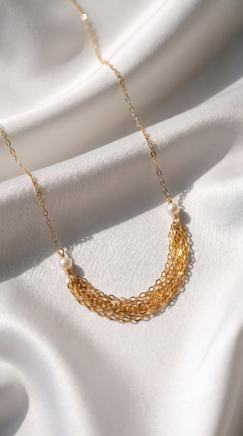 14K Gold Vermeil Pearl Cascade Necklace