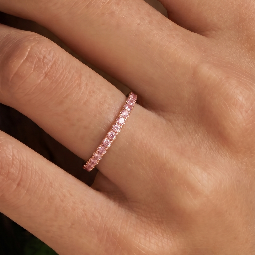 10k Rose Gold Lab Grown Pink Diamond Ring