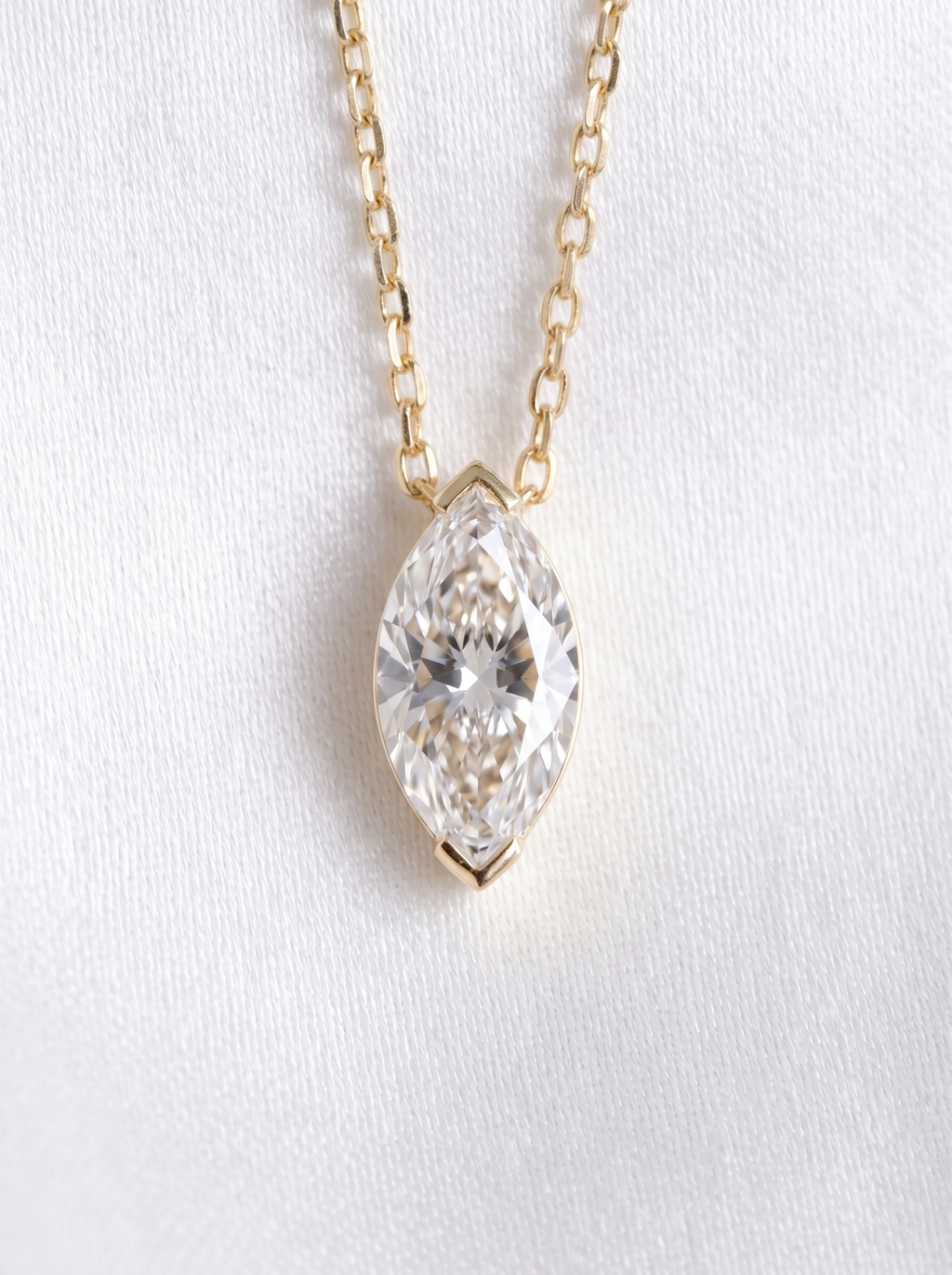 18k Gold Marquise Lab Grown Diamond Necklace